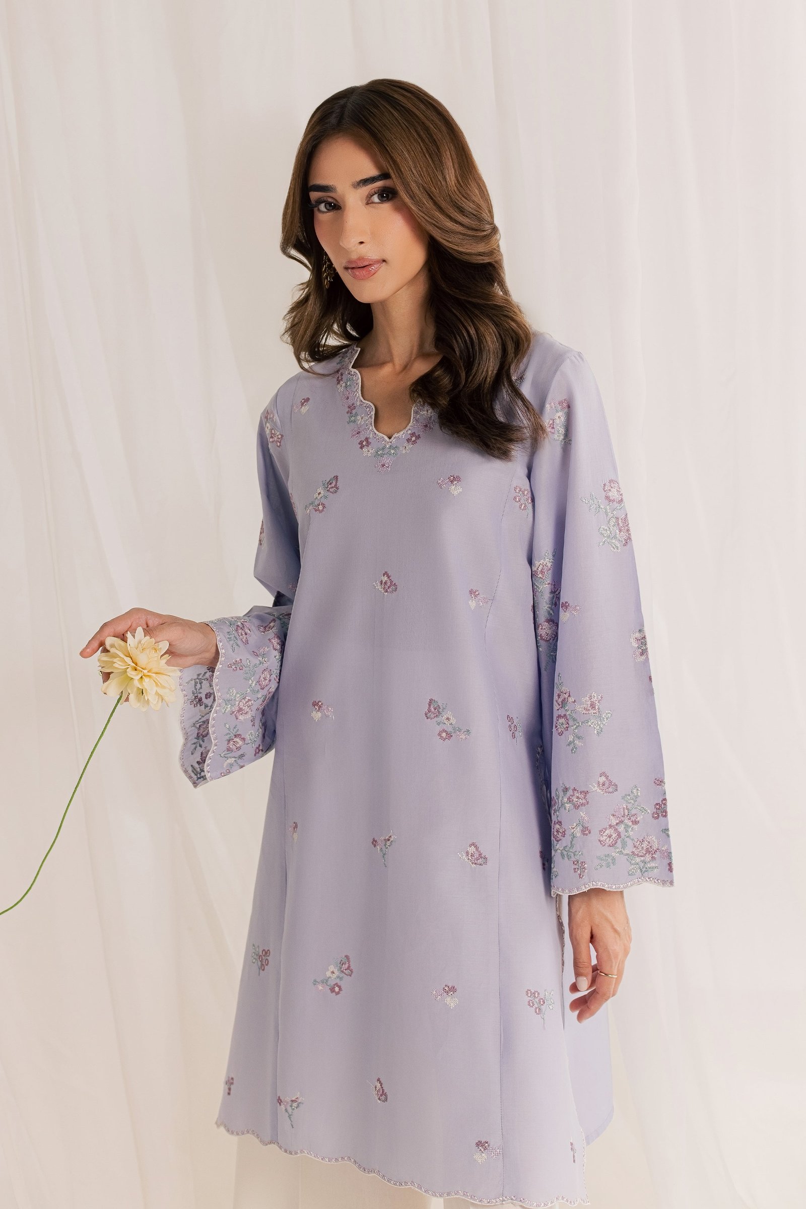 Phelia 2Pc - Embroidered Lawn Dress EverydayEdit26 BATIK XS / Lilac Light / Pima Lawn-S / Lilac Light / Pima Lawn-M / Lilac Light / Pima Lawn-L / Lilac Light / Pima Lawn-XL / Lilac Light / Pima Lawn