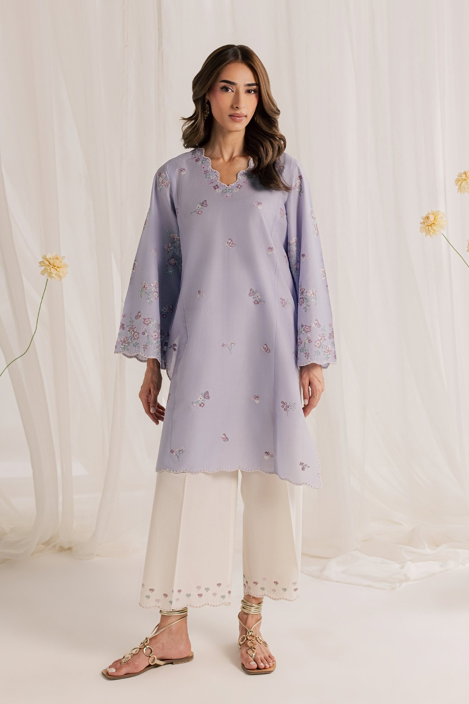 Phelia 2Pc - Embroidered Lawn Dress EverydayEdit26 BATIK XS / Lilac Light / Pima Lawn-S / Lilac Light / Pima Lawn-M / Lilac Light / Pima Lawn-L / Lilac Light / Pima Lawn-XL / Lilac Light / Pima Lawn