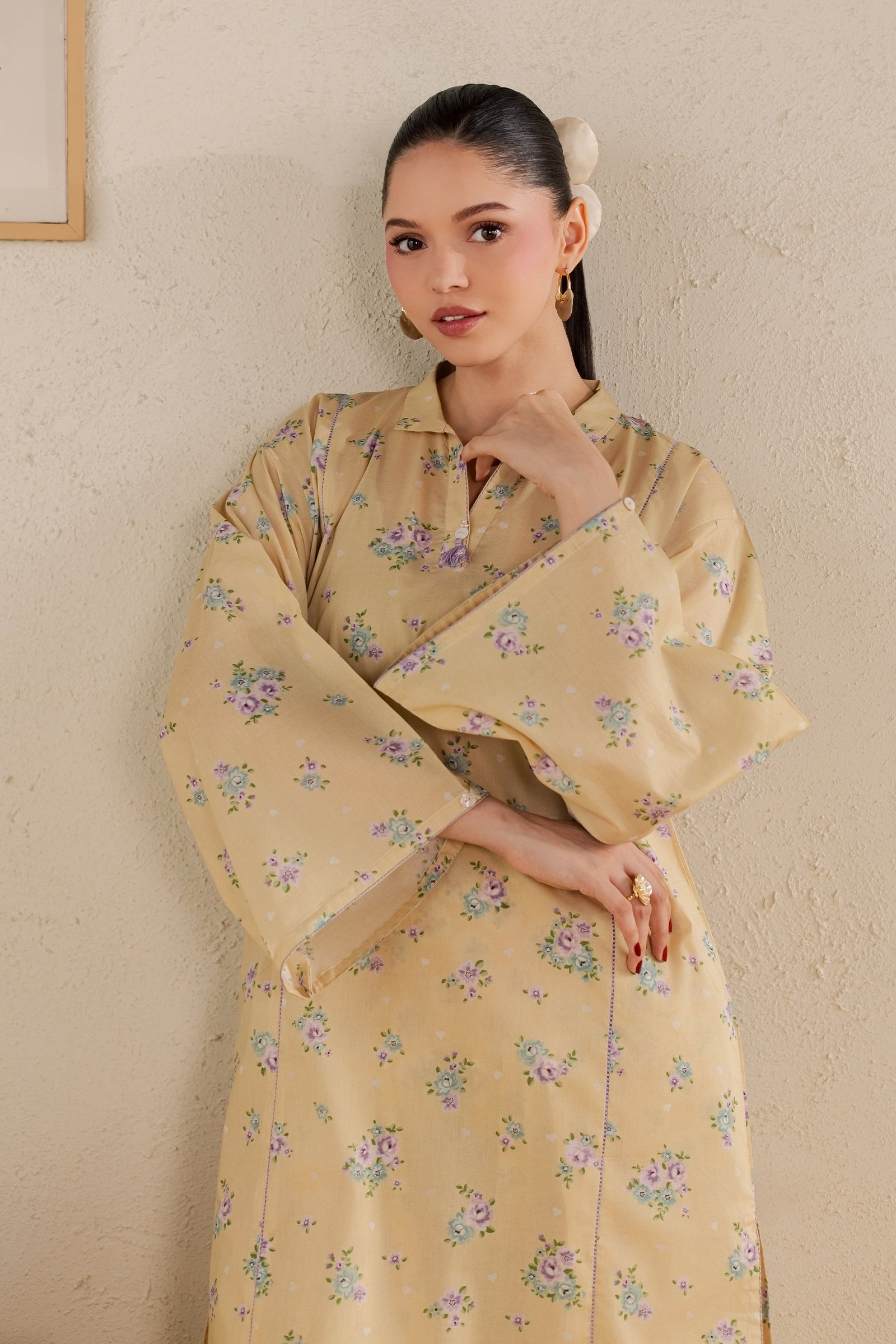 Pineapple 2Pc - Printed Lawn Dress BATIKSS26 BATIK XS / Yellow / Lawn-S / Yellow / Lawn-M / Yellow / Lawn-L / Yellow / Lawn-XL / Yellow / Lawn