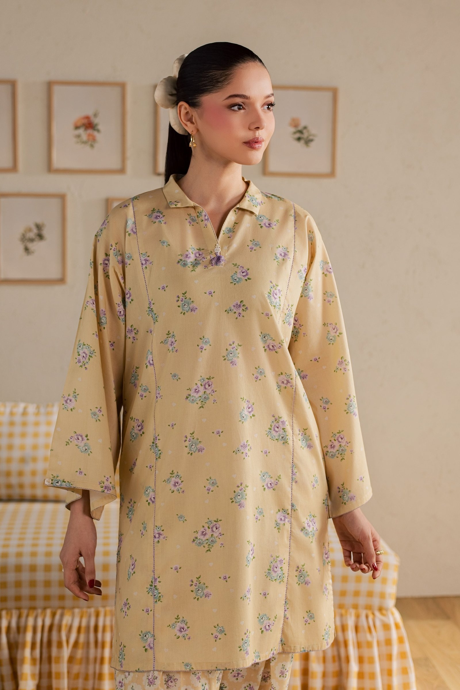 Pineapple 2Pc - Printed Lawn Dress BATIKSS26 BATIK XS / Yellow / Lawn-S / Yellow / Lawn-M / Yellow / Lawn-L / Yellow / Lawn-XL / Yellow / Lawn