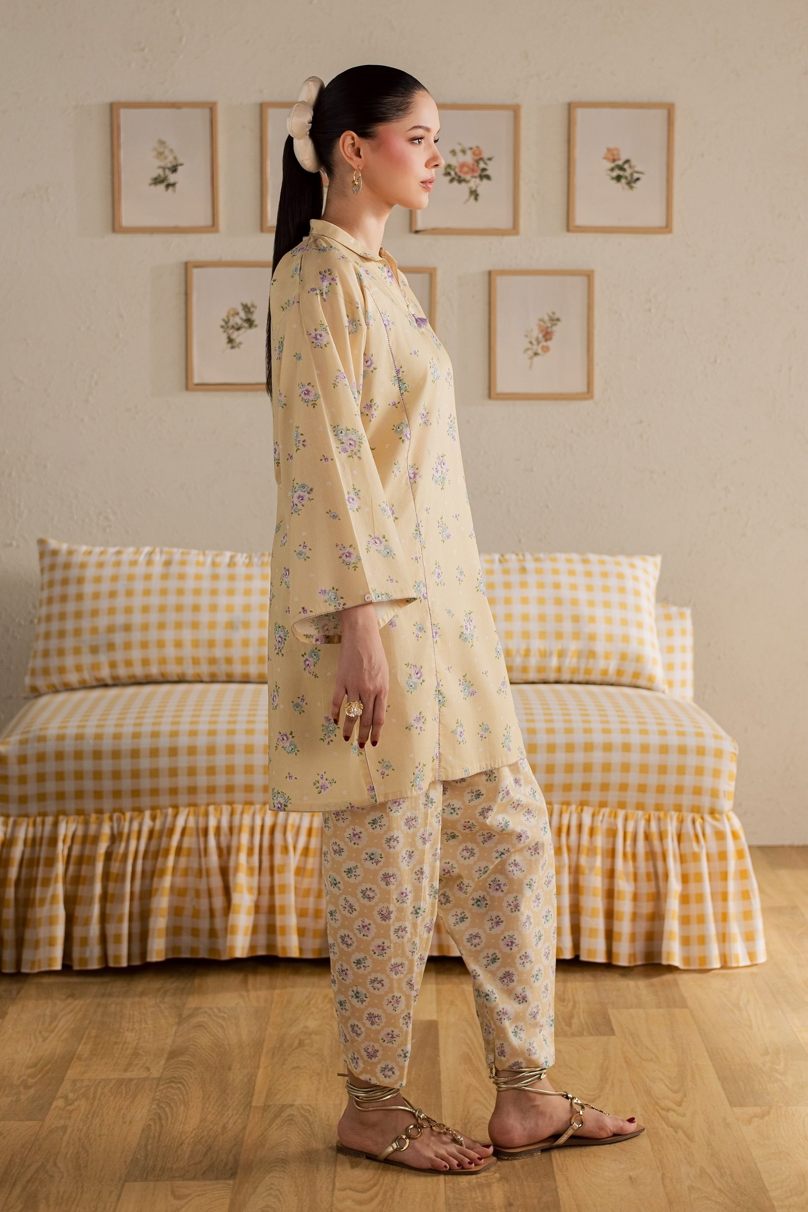 Pineapple 2Pc - Printed Lawn Dress BATIKSS26 BATIK XS / Yellow / Lawn-S / Yellow / Lawn-M / Yellow / Lawn-L / Yellow / Lawn-XL / Yellow / Lawn