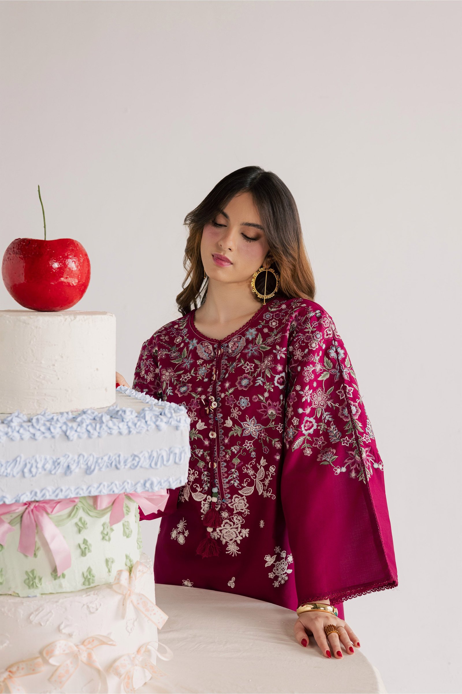  Pink Flora 2Pc - Embroidered Lawn Dress EverydayEdit26  BATIK   XS / Bright Pink / Pima Lawn-S / Bright Pink / Pima Lawn-M / Bright Pink / Pima Lawn-L / Bright Pink / Pima Lawn-XL / Bright Pink / Pima Lawn