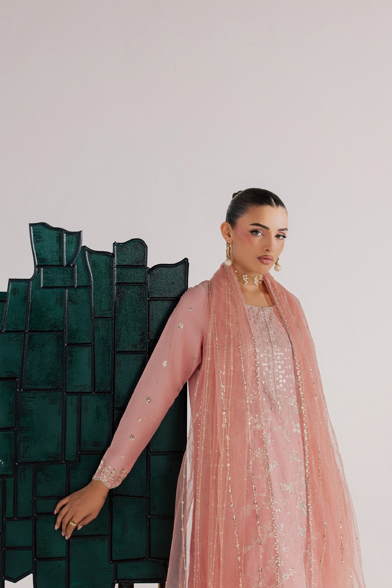 Pink Gulrukh 3Pc - Luxury Embroidered Lawn BATIKSS26 BATIK XS / Salmon / Pima Lawn-S / Salmon / Pima Lawn-M / Salmon / Pima Lawn-L / Salmon / Pima Lawn-XL / Salmon / Pima Lawn