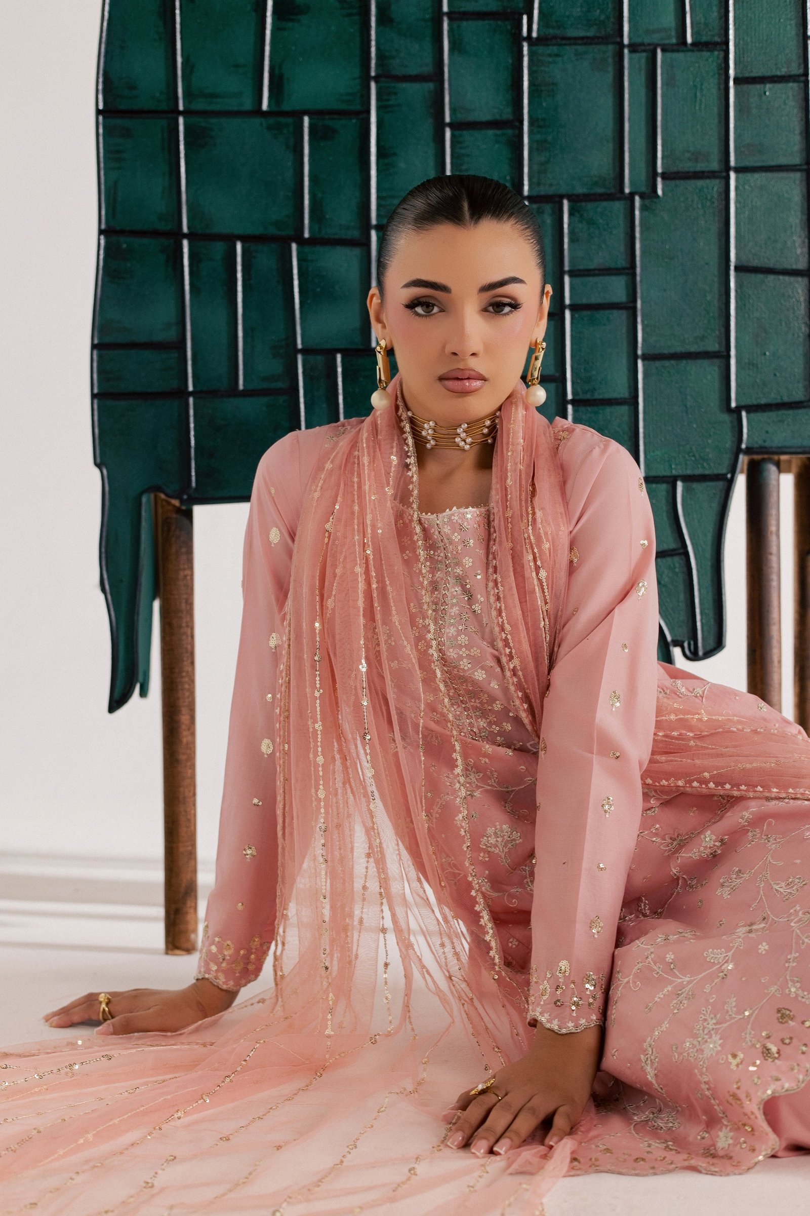 Pink Gulrukh 3Pc - Luxury Embroidered Lawn BATIKSS26 BATIK XS / Salmon / Pima Lawn-S / Salmon / Pima Lawn-M / Salmon / Pima Lawn-L / Salmon / Pima Lawn-XL / Salmon / Pima Lawn