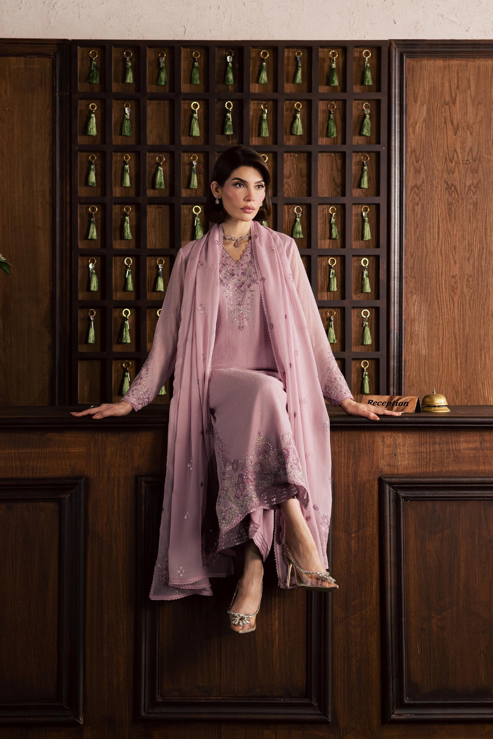 Pink Zimal 3Pc - Festive Luxury Formal BATIKSS26 BATIK S / Pink / Zari Crinkle-M / Pink / Zari Crinkle-L / Pink / Zari Crinkle