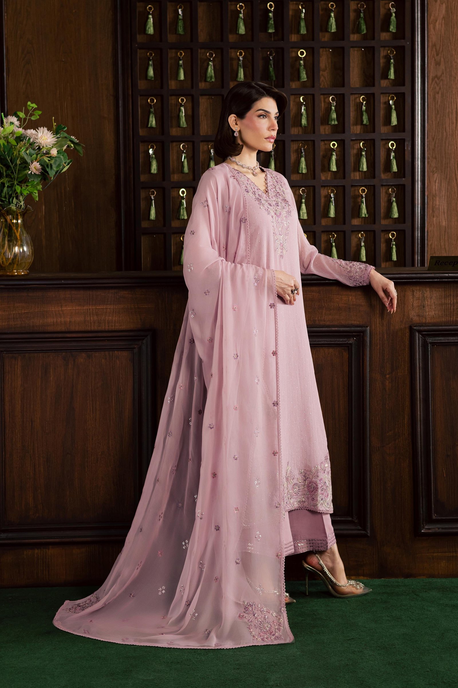  Pink Zimal 3Pc - Festive Luxury Formal BATIKSS26  BATIK   S / Pink / Zari Crinkle-M / Pink / Zari Crinkle-L / Pink / Zari Crinkle