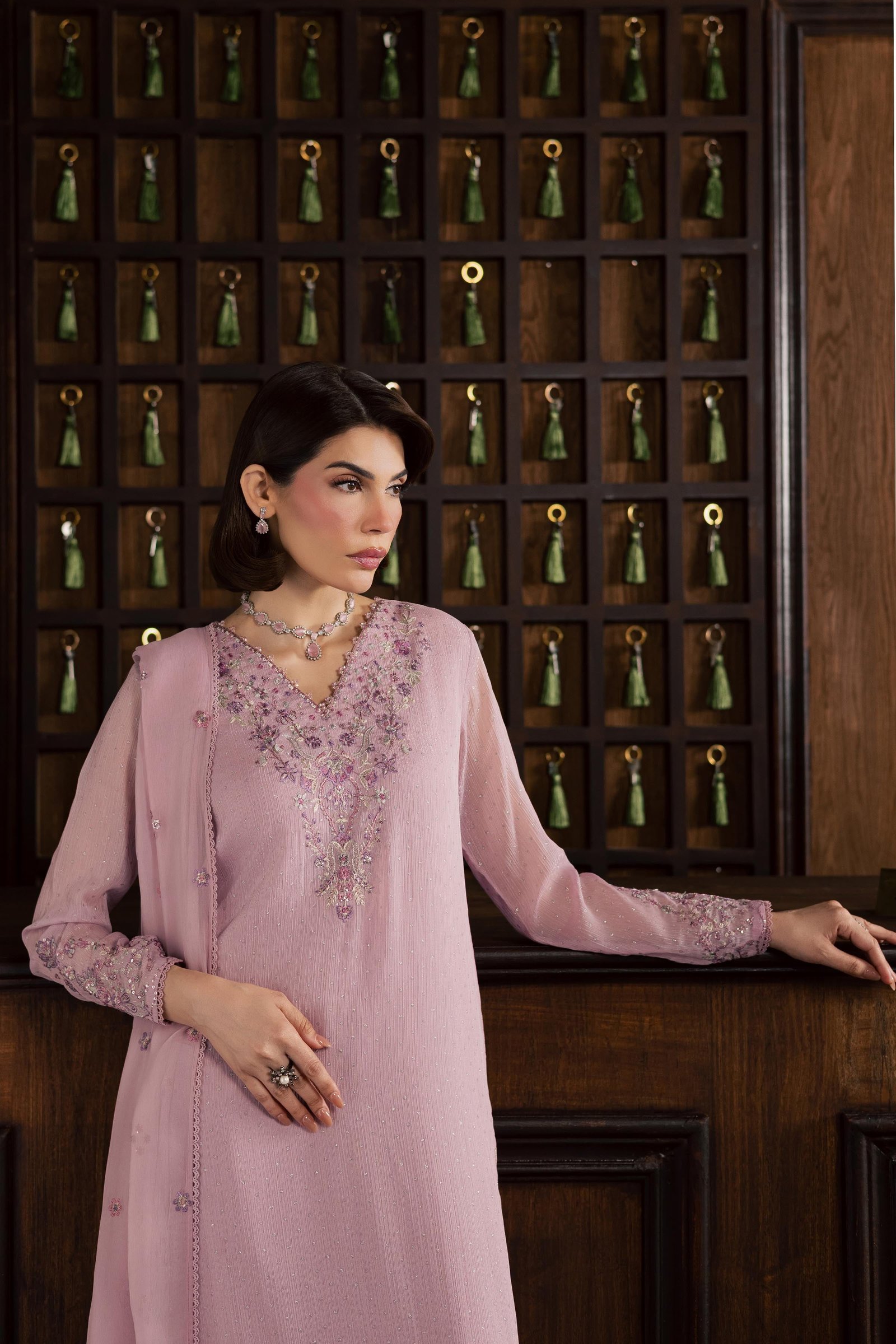  Pink Zimal 3Pc - Festive Luxury Formal BATIKSS26  BATIK   S / Pink / Zari Crinkle-M / Pink / Zari Crinkle-L / Pink / Zari Crinkle