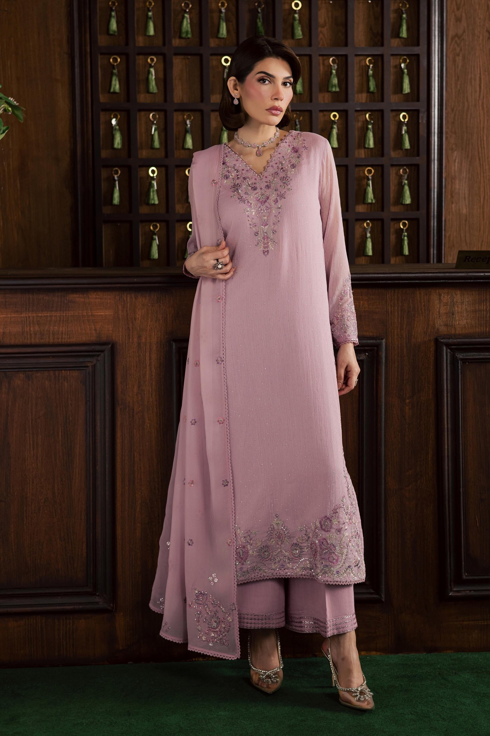  Pink Zimal 3Pc - Festive Luxury Formal BATIKSS26  BATIK   S / Pink / Zari Crinkle-M / Pink / Zari Crinkle-L / Pink / Zari Crinkle