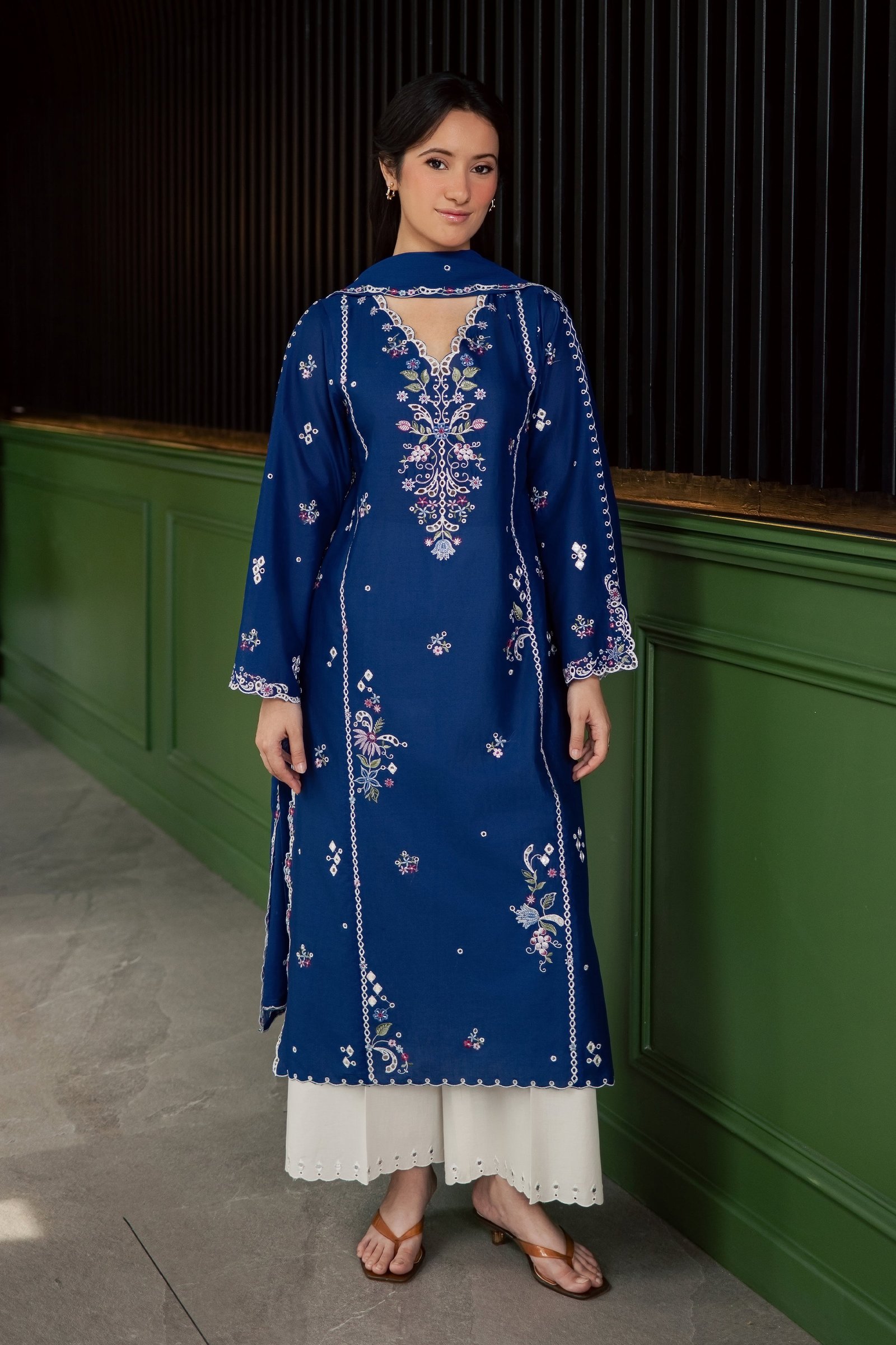 Pixel 3Pc - Embroidered Lawn Dress EverydayEdit26  BATIK   XS / Electric Blue / Pima Lawn