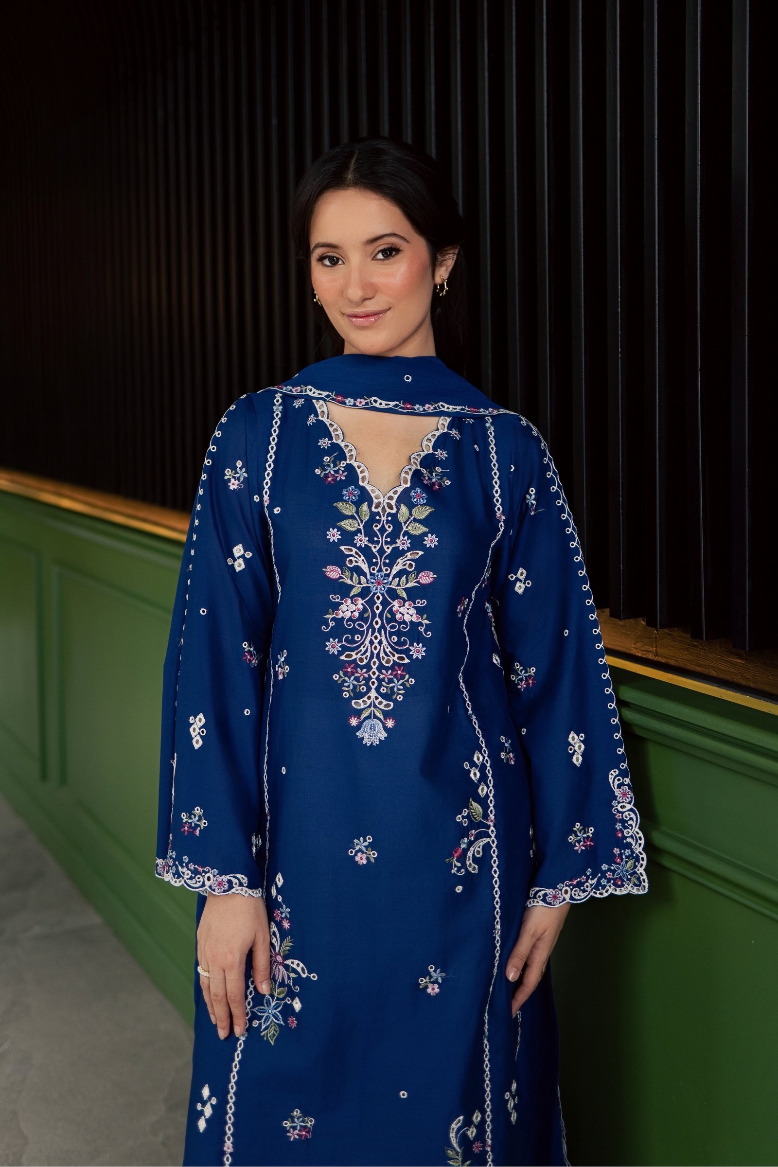 Pixel 3Pc - Embroidered Lawn Dress EverydayEdit26  BATIK   XS / Electric Blue / Pima Lawn