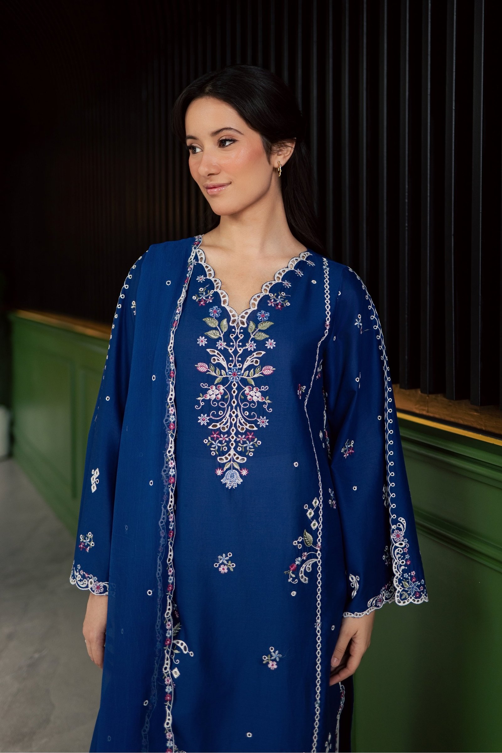 Pixel 3Pc - Embroidered Lawn Dress EverydayEdit26  BATIK   XS / Electric Blue / Pima Lawn