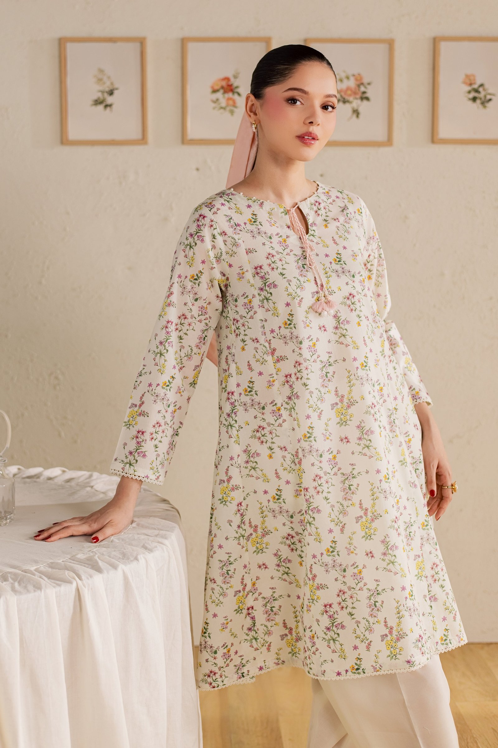 Ponyo 2Pc - Printed Lawn Dress BATIKSS26 BATIK XS / Off White / Lawn-S / Off White / Lawn-M / Off White / Lawn-L / Off White / Lawn-XL / Off White / Lawn