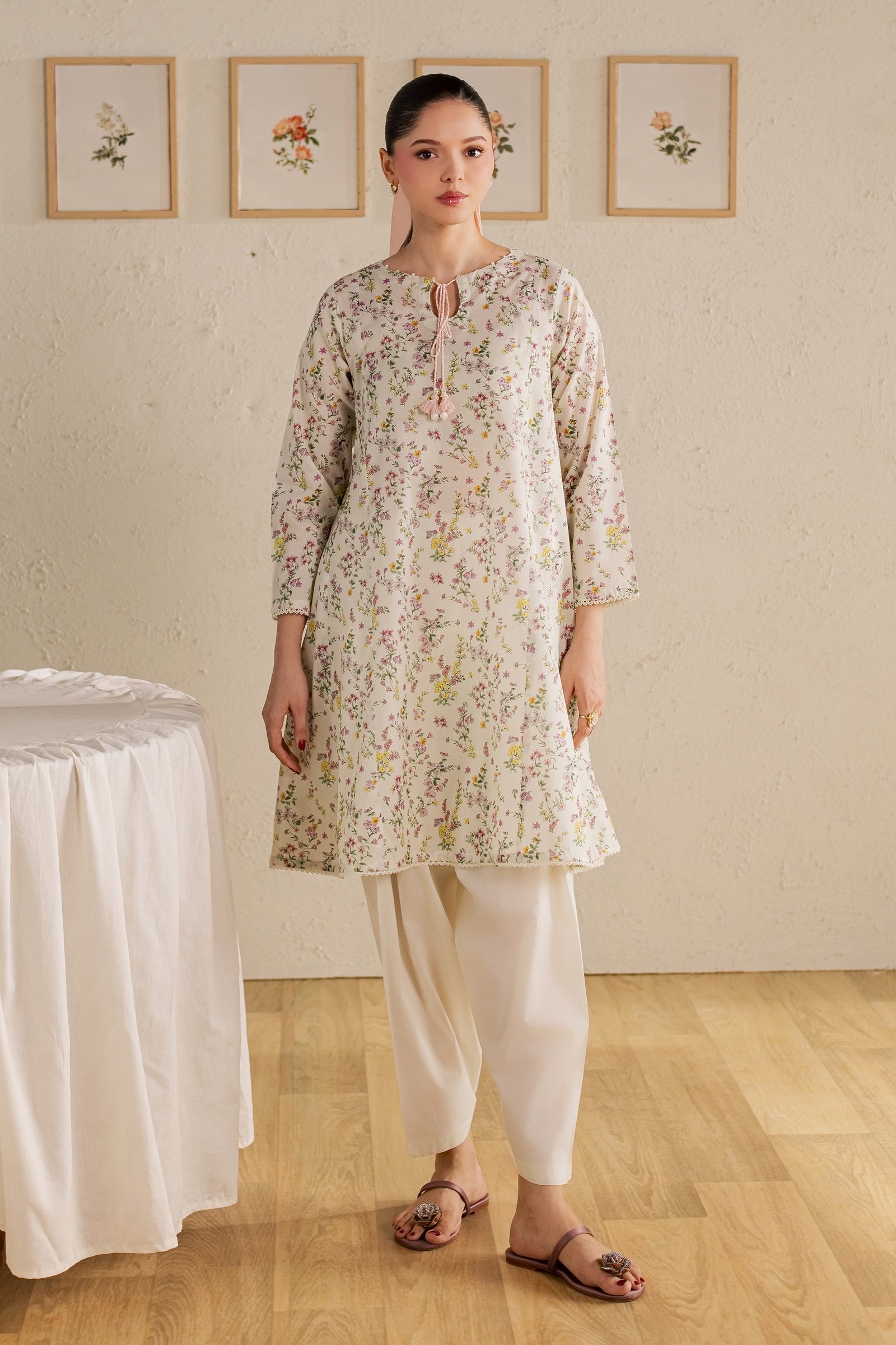 Ponyo 2Pc - Printed Lawn Dress BATIKSS26 BATIK XS / Off White / Lawn-S / Off White / Lawn-M / Off White / Lawn-L / Off White / Lawn-XL / Off White / Lawn