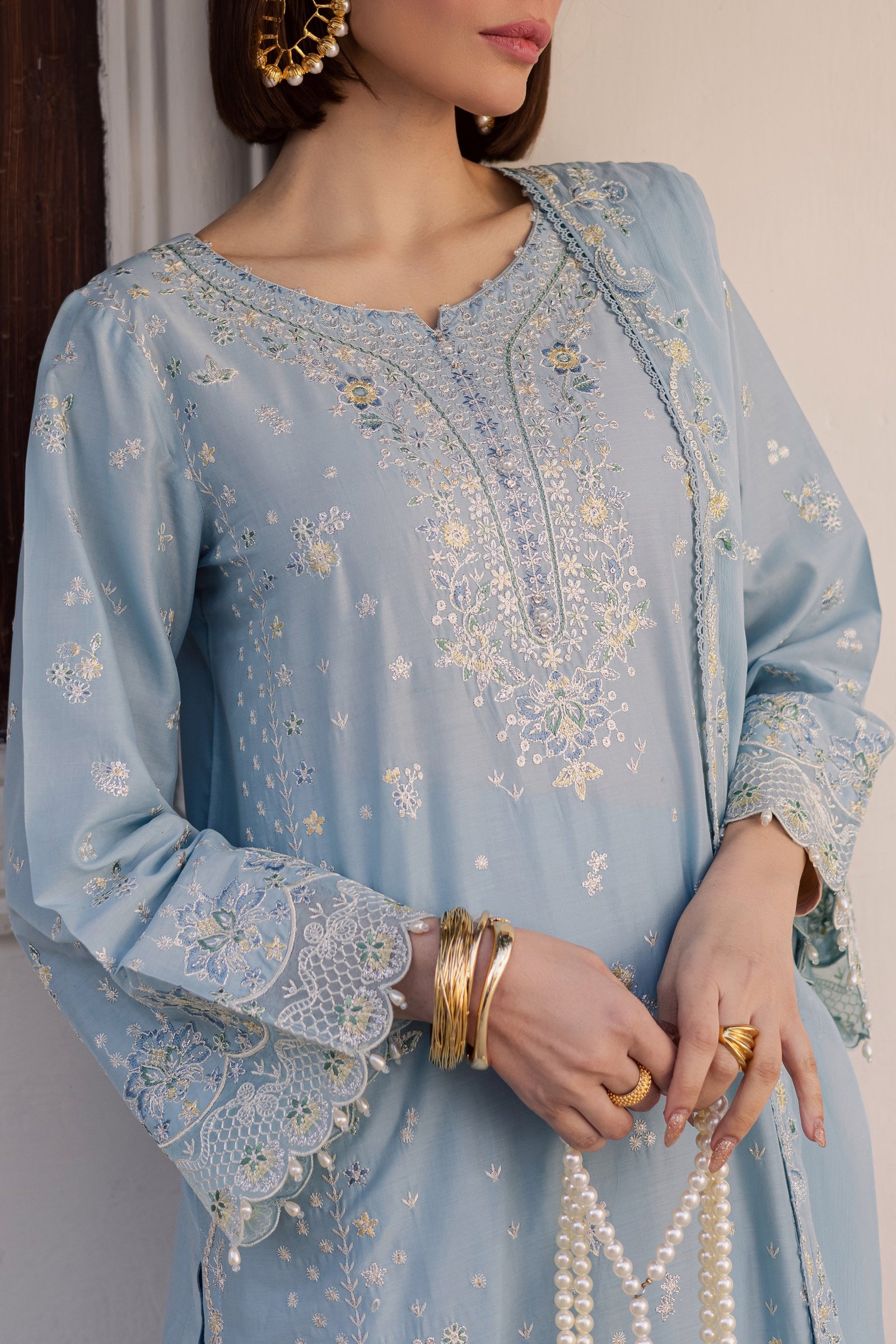 Prague 3Pc - Festive Embroidered Lawn BATIKEID2026 BATIK XS / Sky Blue / Pima Lawn-S / Sky Blue / Pima Lawn-M / Sky Blue / Pima Lawn-L / Sky Blue / Pima Lawn-XL / Sky Blue / Pima Lawn