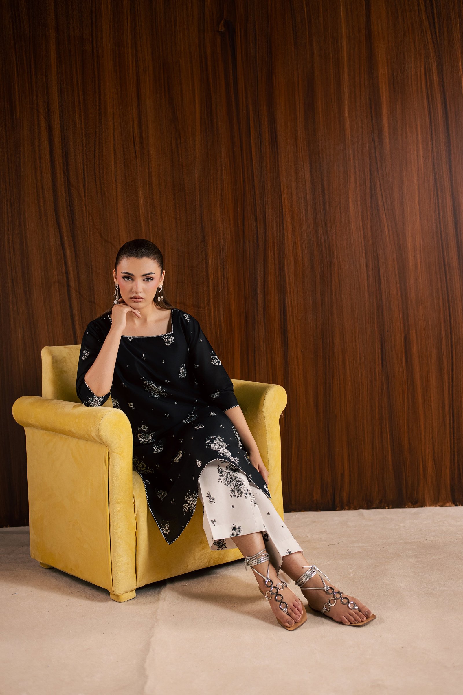 Preppy 2Pc - Printed Lawn Dress BATIKSS26 BATIK XS / Black / Lawn-S / Black / Lawn-M / Black / Lawn-L / Black / Lawn-XL / Black / Lawn