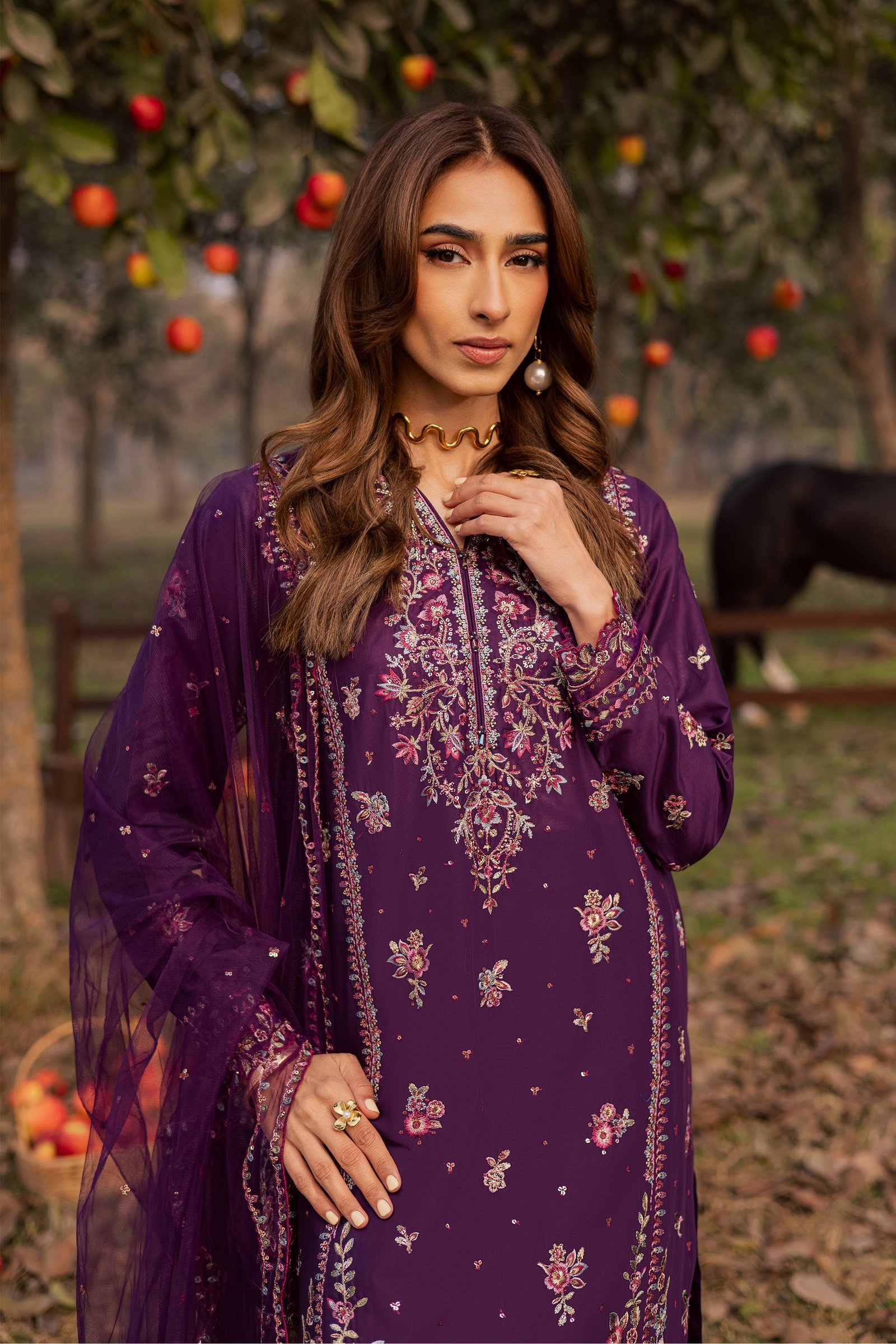 Purple Garden 3Pc - Festive Embroidered Lawn BATIKEID2026 BATIK XS / Purple / Pima Lawn-S / Purple / Pima Lawn-M / Purple / Pima Lawn-L / Purple / Pima Lawn-XL / Purple / Pima Lawn