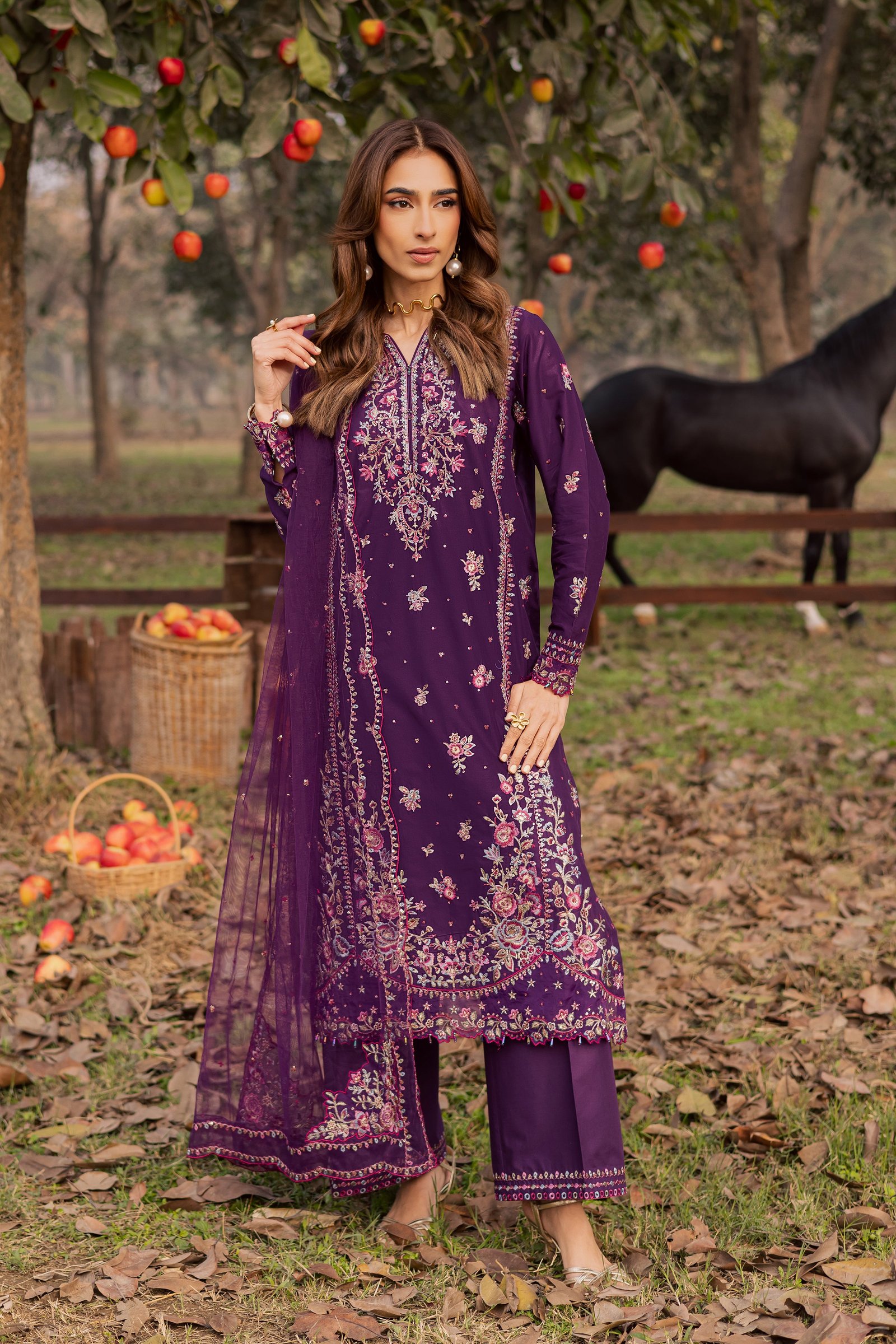  Purple Garden 3Pc - Festive Embroidered Lawn BATIKEID2026  BATIK   XS / Purple / Pima Lawn-S / Purple / Pima Lawn-M / Purple / Pima Lawn-L / Purple / Pima Lawn-XL / Purple / Pima Lawn