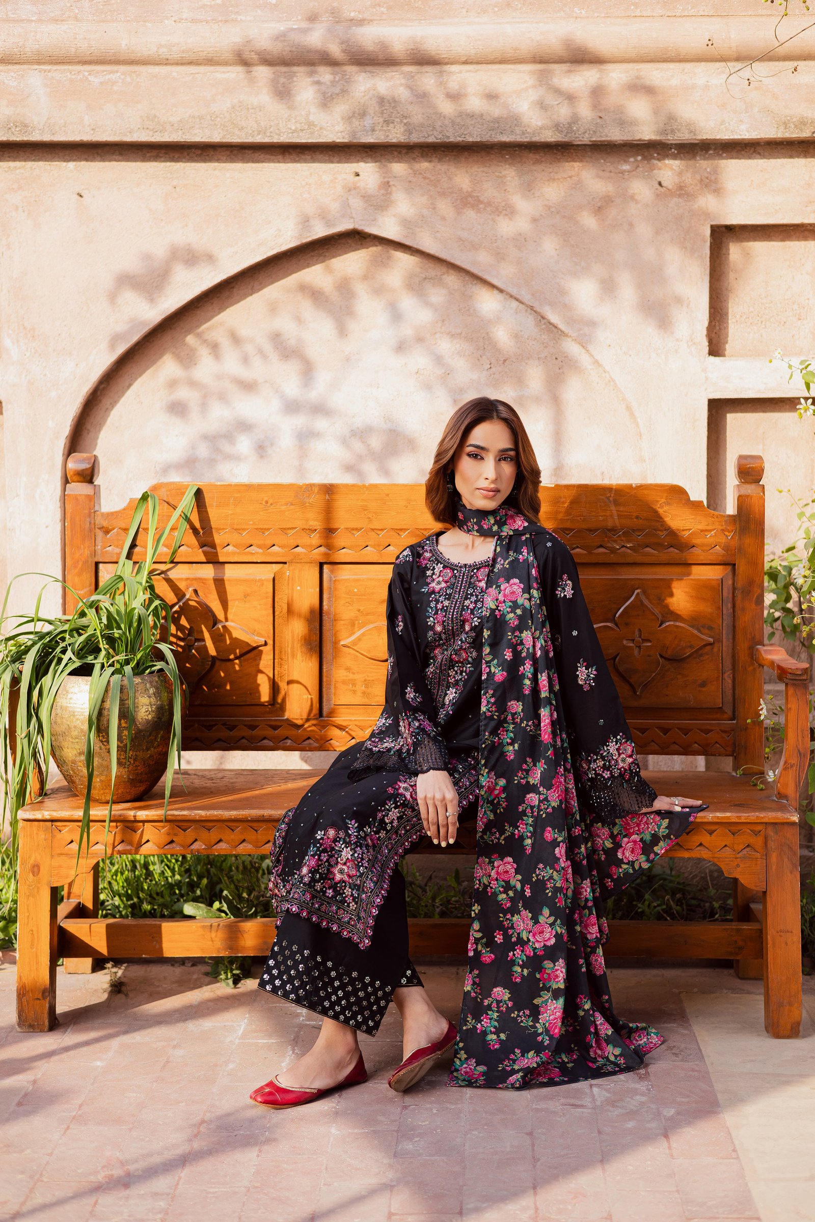 Queen of Night 3Pc - Festive Embroidered Lawn BATIKEID2026 BATIK XS / Black / Pima Lawn-S / Black / Pima Lawn-M / Black / Pima Lawn-L / Black / Pima Lawn-XL / Black / Pima Lawn
