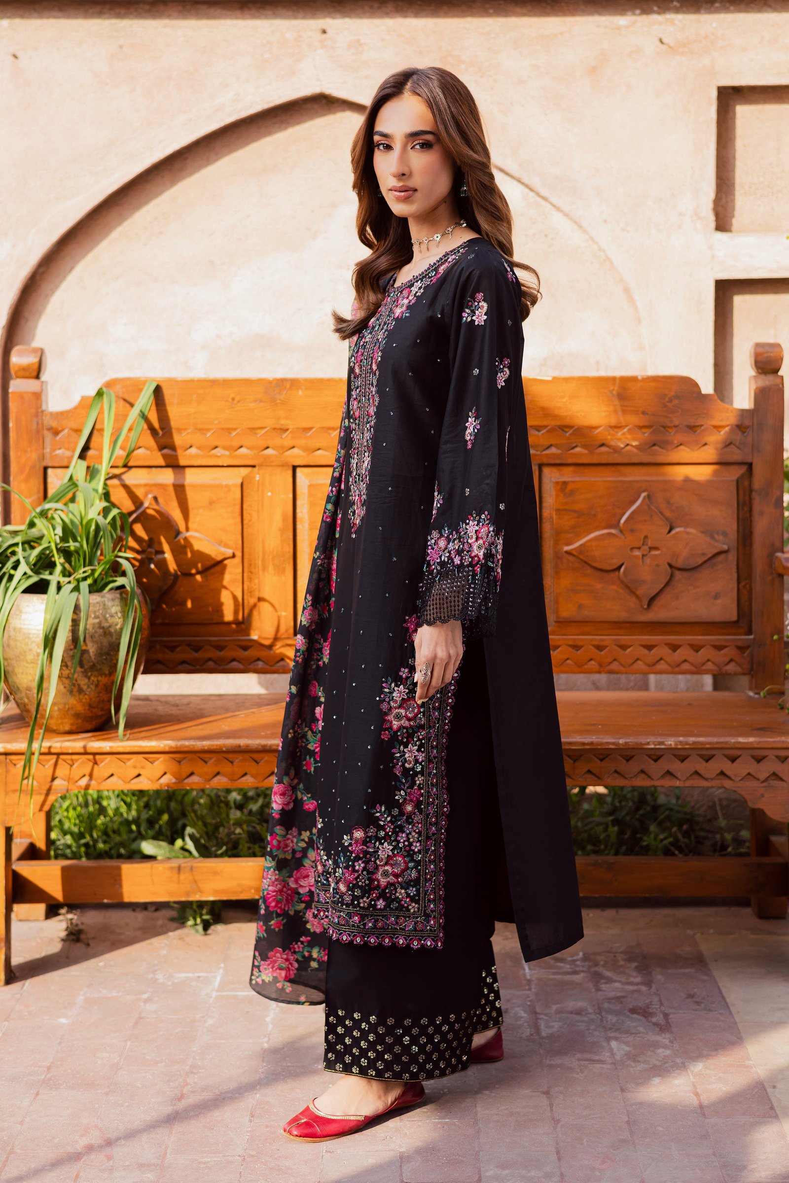 Queen of Night 3Pc - Festive Embroidered Lawn BATIKEID2026 BATIK XS / Black / Pima Lawn-S / Black / Pima Lawn-M / Black / Pima Lawn-L / Black / Pima Lawn-XL / Black / Pima Lawn