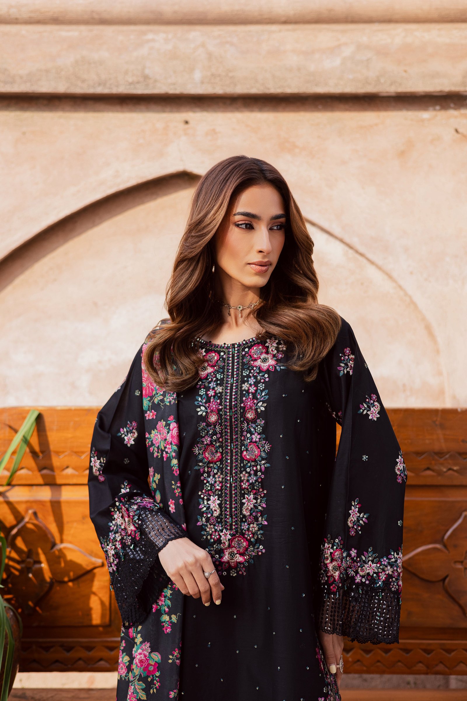 Queen of Night 3Pc - Festive Embroidered Lawn BATIKEID2026 BATIK XS / Black / Pima Lawn-S / Black / Pima Lawn-M / Black / Pima Lawn-L / Black / Pima Lawn-XL / Black / Pima Lawn