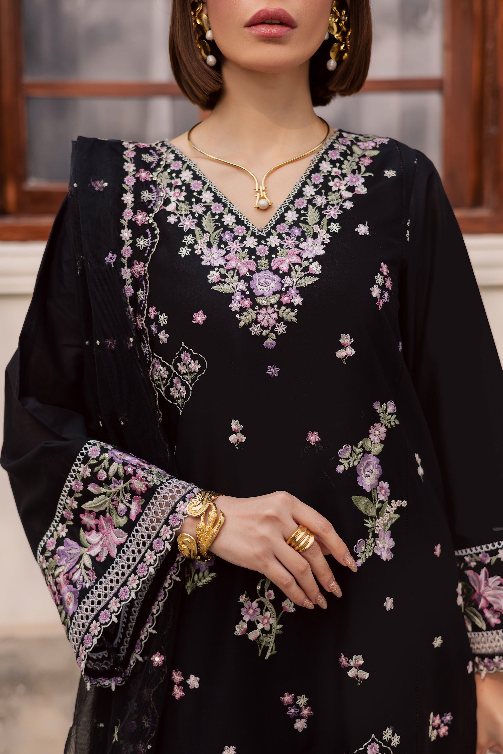  Raeqa 3Pc - Festive Embroidered Lawn BATIKEID2026  BATIK   XS / Black / Pima Lawn-S / Black / Pima Lawn-M / Black / Pima Lawn-L / Black / Pima Lawn-XL / Black / Pima Lawn