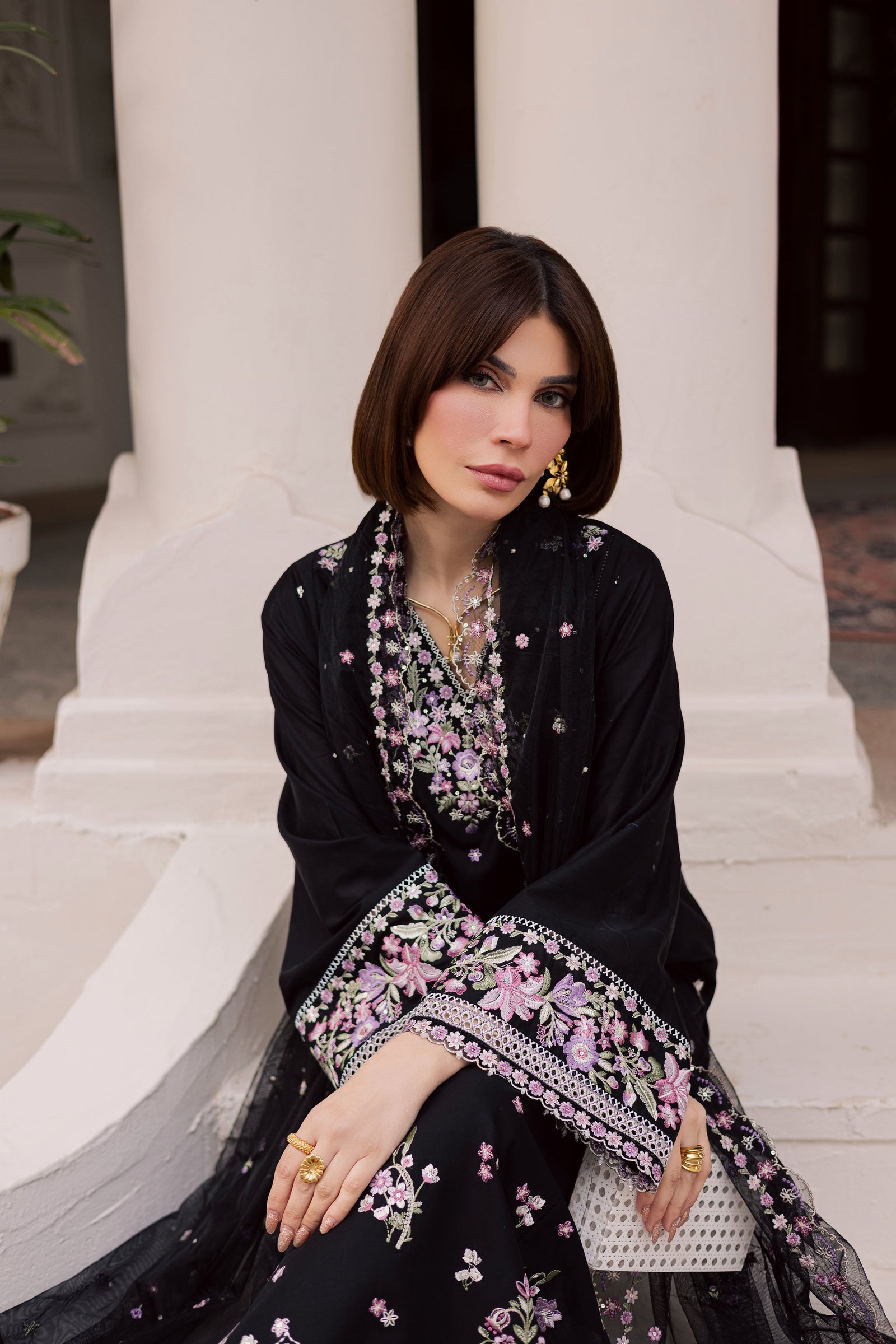 Raeqa 3Pc - Festive Embroidered Lawn BATIKEID2026 BATIK XS / Black / Pima Lawn-S / Black / Pima Lawn-M / Black / Pima Lawn-L / Black / Pima Lawn-XL / Black / Pima Lawn