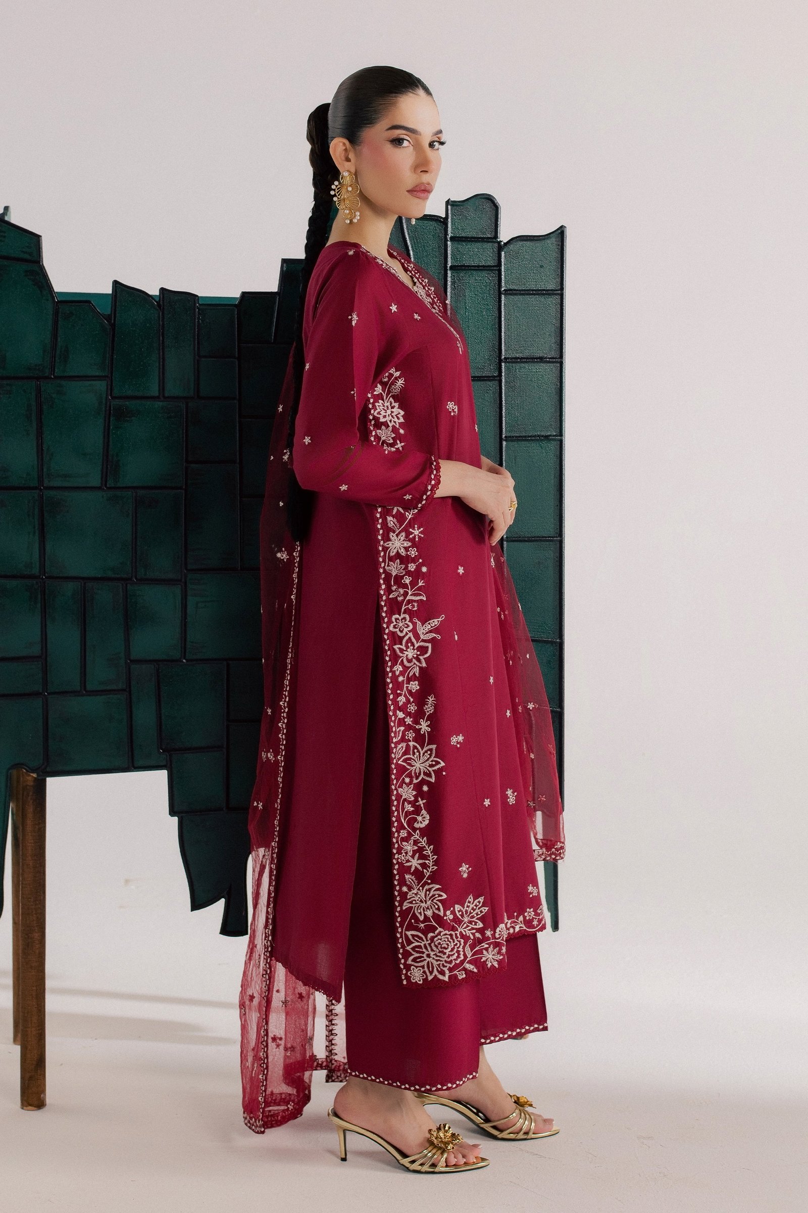 Raks 3Pc - Luxury Embroidered Lawn BATIKSS26 BATIK XS / Beet Red / Pima Lawn-S / Beet Red / Pima Lawn-M / Beet Red / Pima Lawn-L / Beet Red / Pima Lawn-XL / Beet Red / Pima Lawn