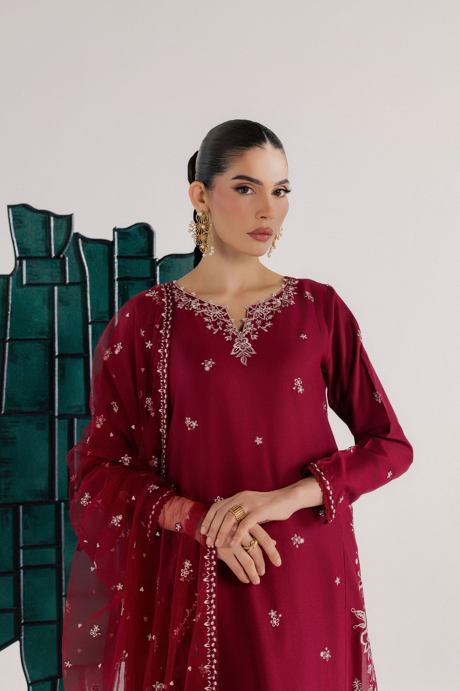 Raks 3Pc - Luxury Embroidered Lawn BATIKSS26 BATIK XS / Beet Red / Pima Lawn-S / Beet Red / Pima Lawn-M / Beet Red / Pima Lawn-L / Beet Red / Pima Lawn-XL / Beet Red / Pima Lawn