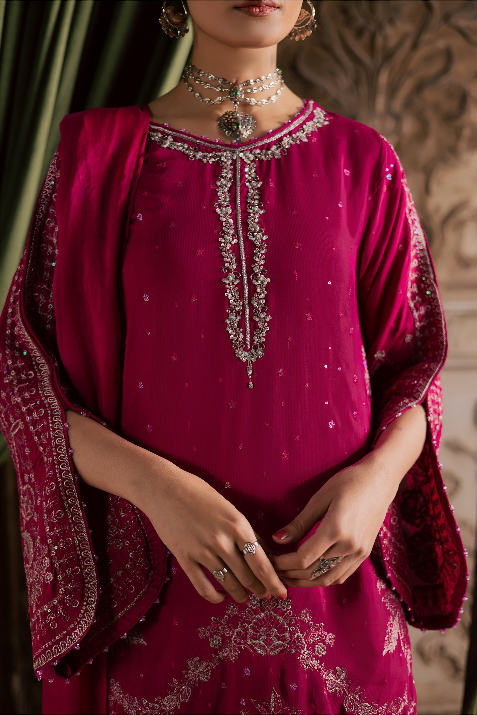 Ranya 3Pc - Festive Luxe Pret BATIKLuxePRET BATIK XS / Fuchsia Pink / Raw Silk-S / Fuchsia Pink / Raw Silk-M / Fuchsia Pink / Raw Silk-L / Fuchsia Pink / Raw Silk-XL / Fuchsia Pink / Raw Silk