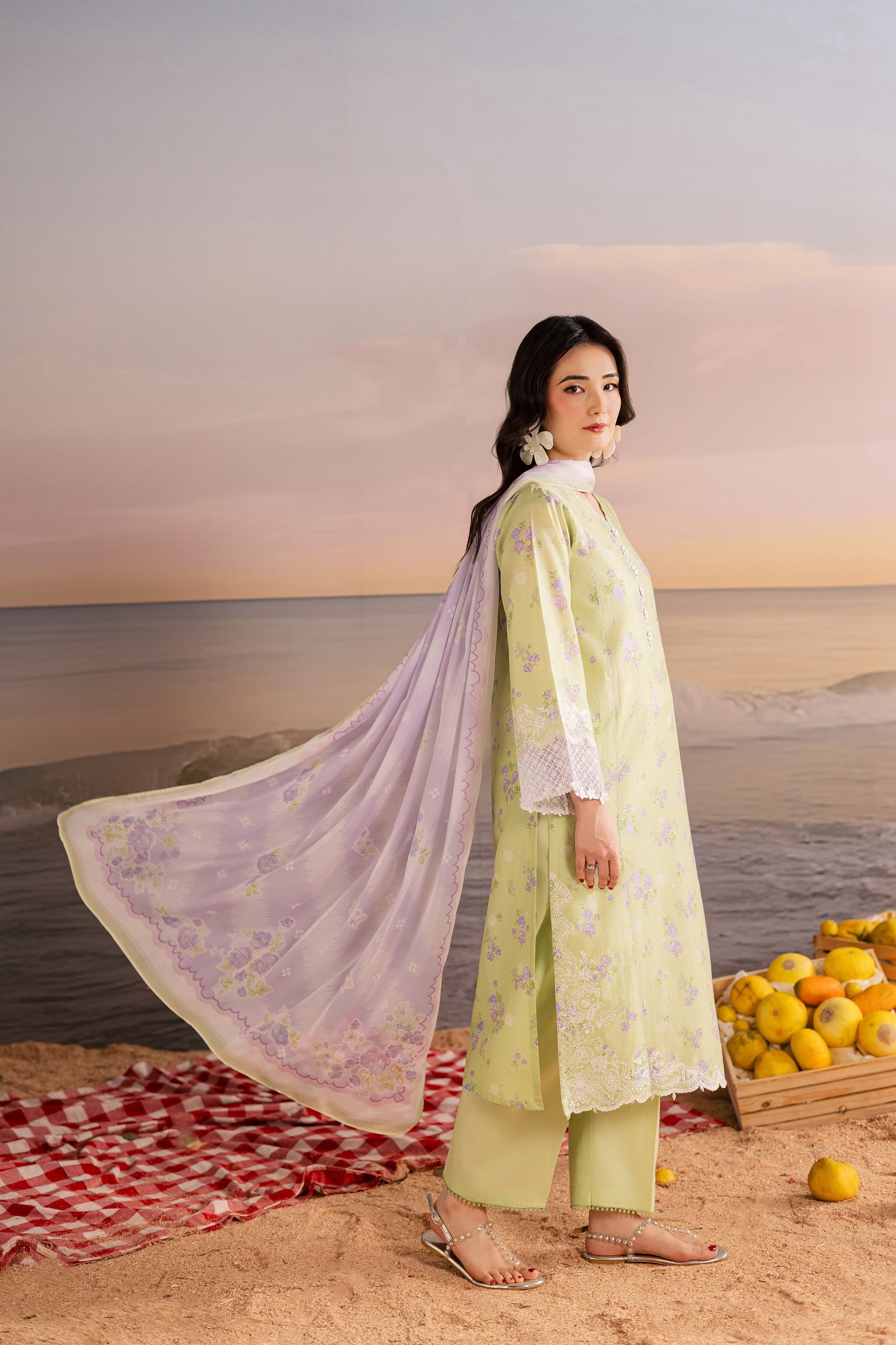 Rasp 3Pc - Printed Lawn Dress BATIKSS26 BATIK XS / Green / Lawn-S / Green / Lawn-M / Green / Lawn-L / Green / Lawn-XL / Green / Lawn