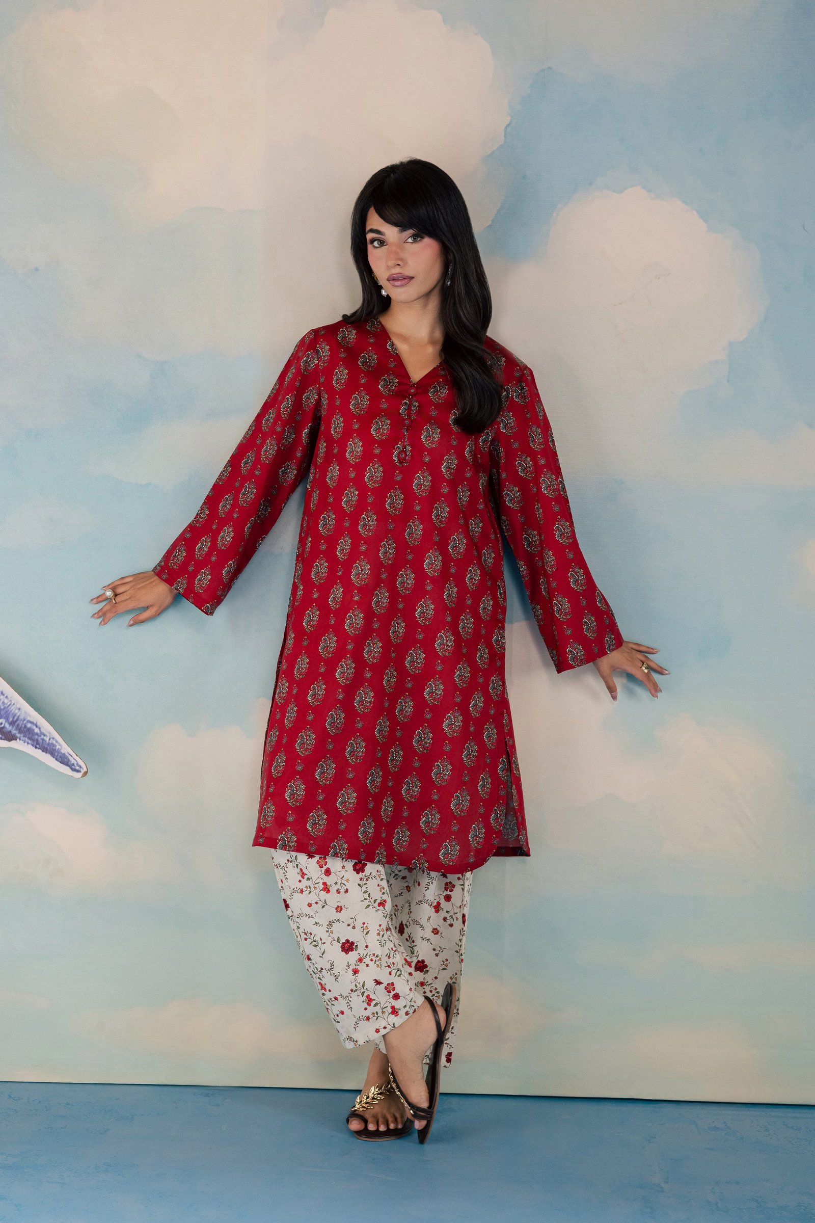  Red Naina 2Pc - Printed Lawn Dress BATIKSS26  BATIK   XS / Red / Lawn-S / Red / Lawn-M / Red / Lawn-L / Red / Lawn-XL / Red / Lawn