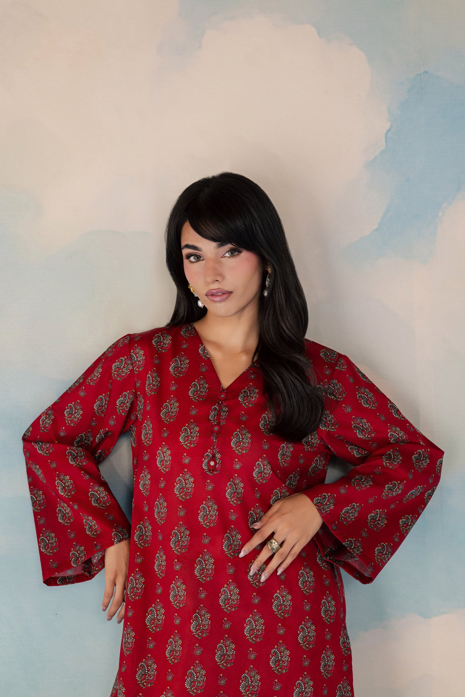  Red Naina 2Pc - Printed Lawn Dress BATIKSS26  BATIK   XS / Red / Lawn-S / Red / Lawn-M / Red / Lawn-L / Red / Lawn-XL / Red / Lawn