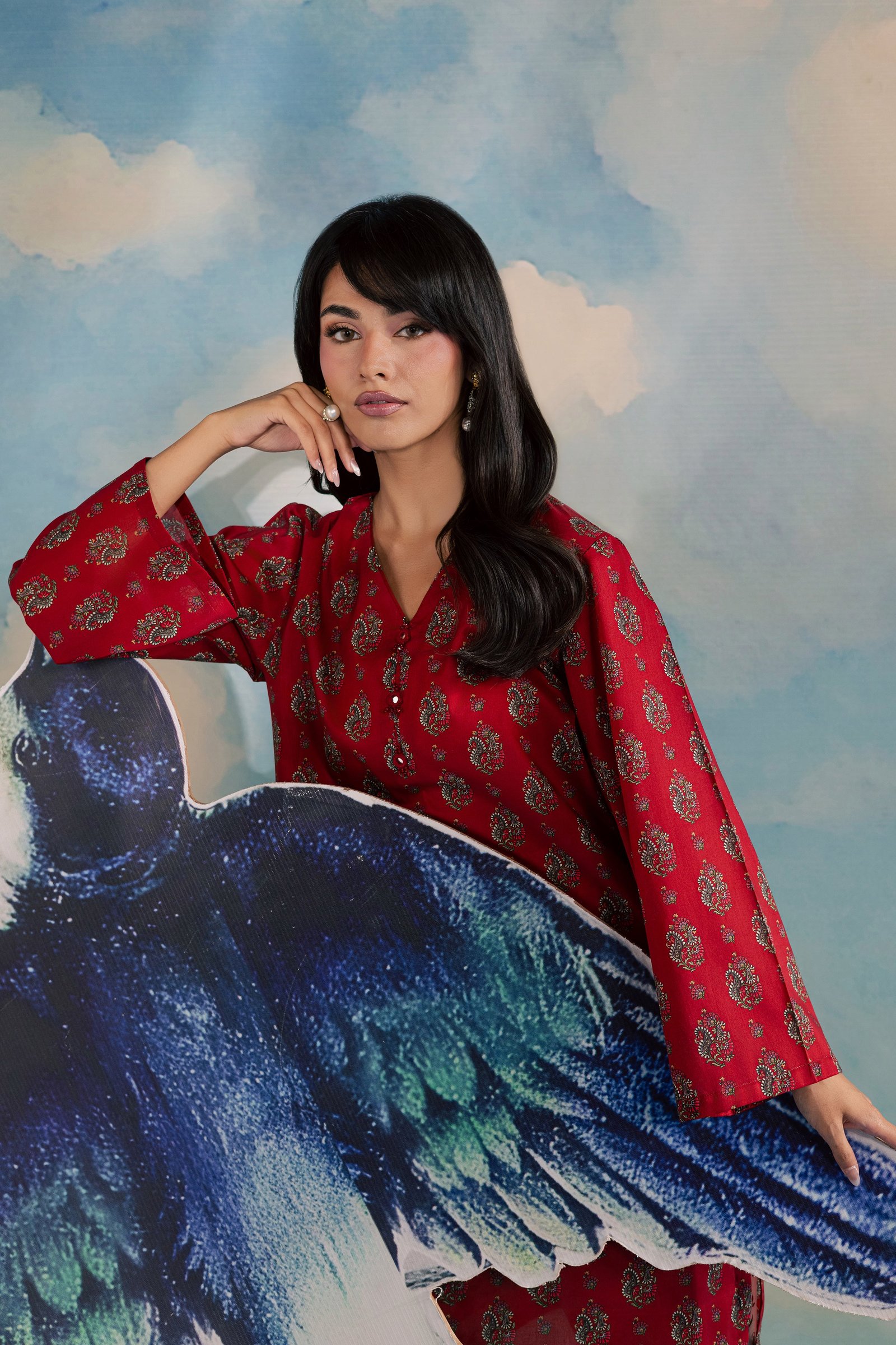 Red Naina 2Pc - Printed Lawn Dress BATIKSS26 BATIK XS / Red / Lawn-S / Red / Lawn-M / Red / Lawn-L / Red / Lawn-XL / Red / Lawn