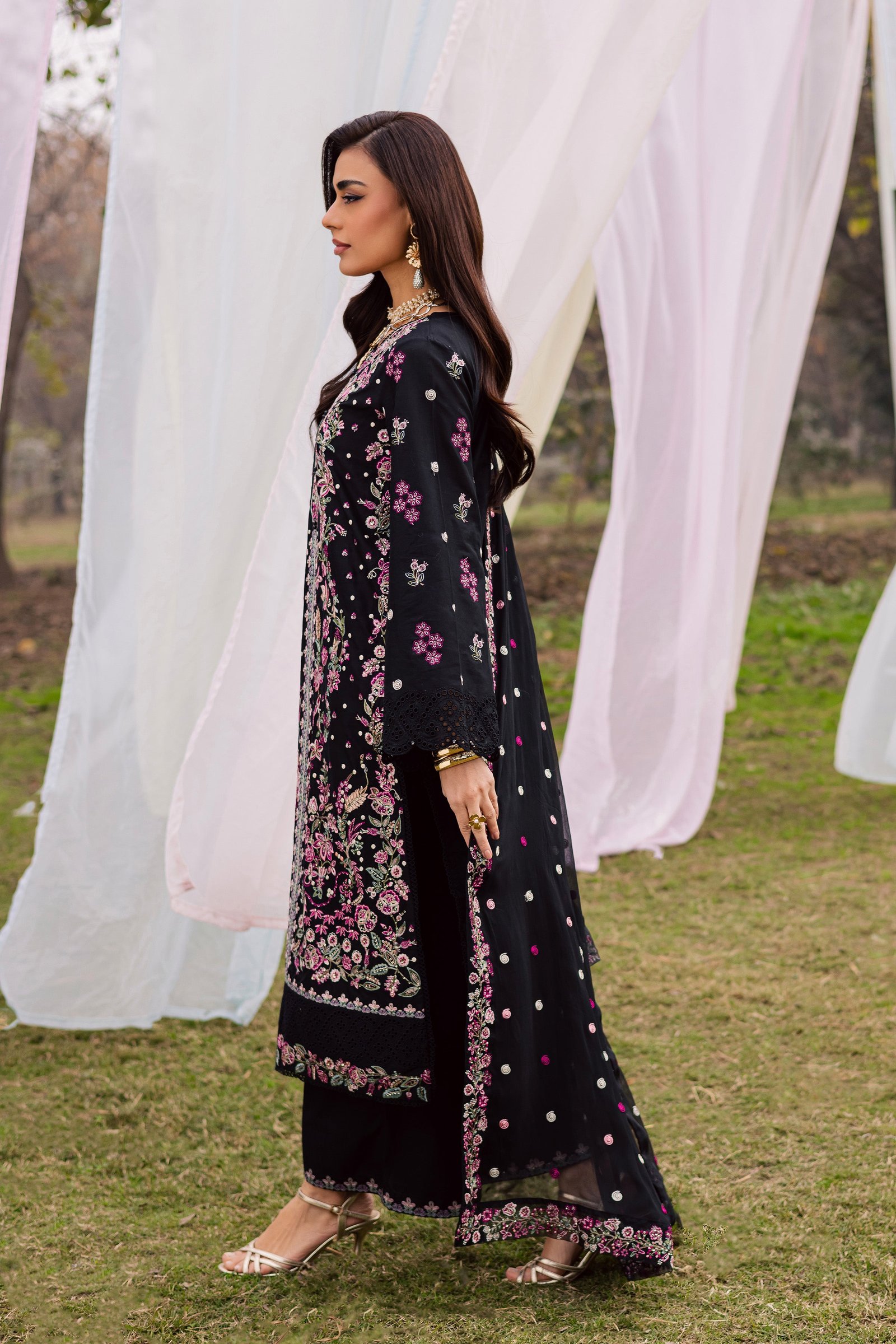 Rene 3Pc - Festive Embroidered Lawn BATIKEID2026 BATIK XS / Black / Pima Lawn-S / Black / Pima Lawn-M / Black / Pima Lawn-L / Black / Pima Lawn-XL / Black / Pima Lawn