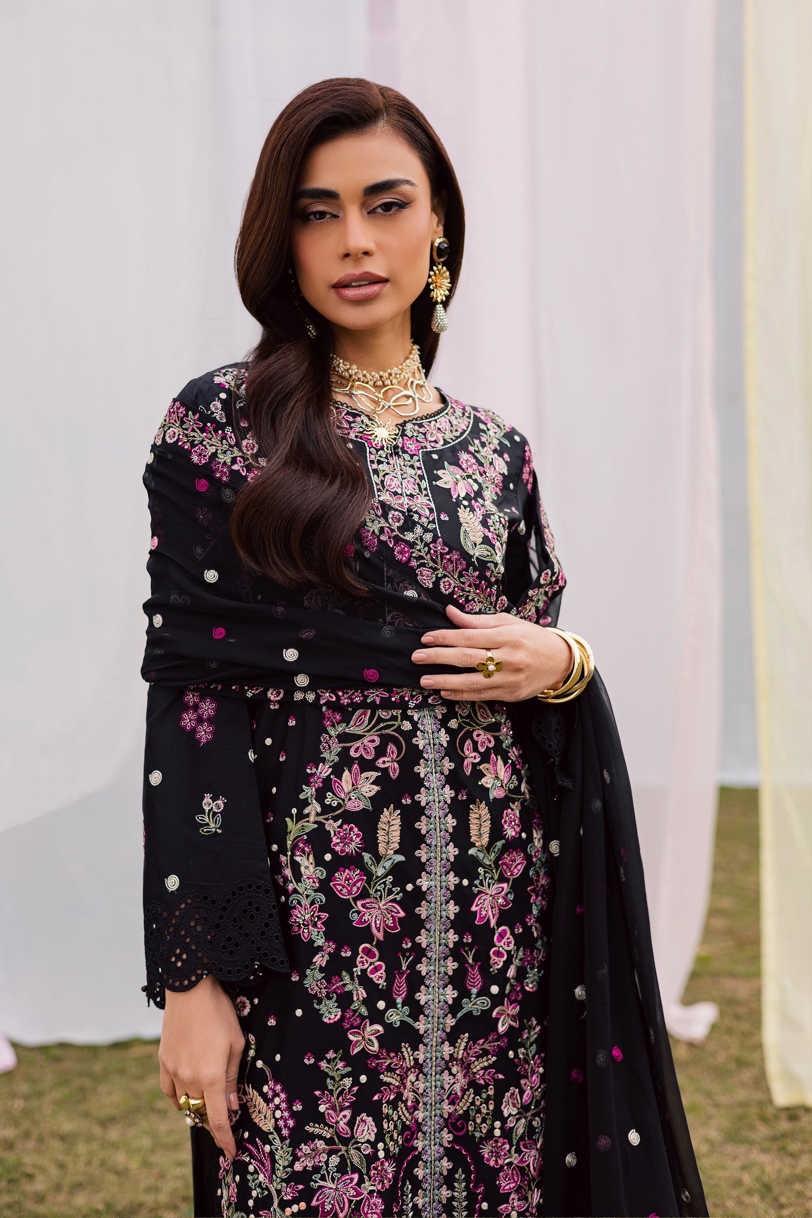 Rene 3Pc - Festive Embroidered Lawn BATIKEID2026 BATIK XS / Black / Pima Lawn-S / Black / Pima Lawn-M / Black / Pima Lawn-L / Black / Pima Lawn-XL / Black / Pima Lawn