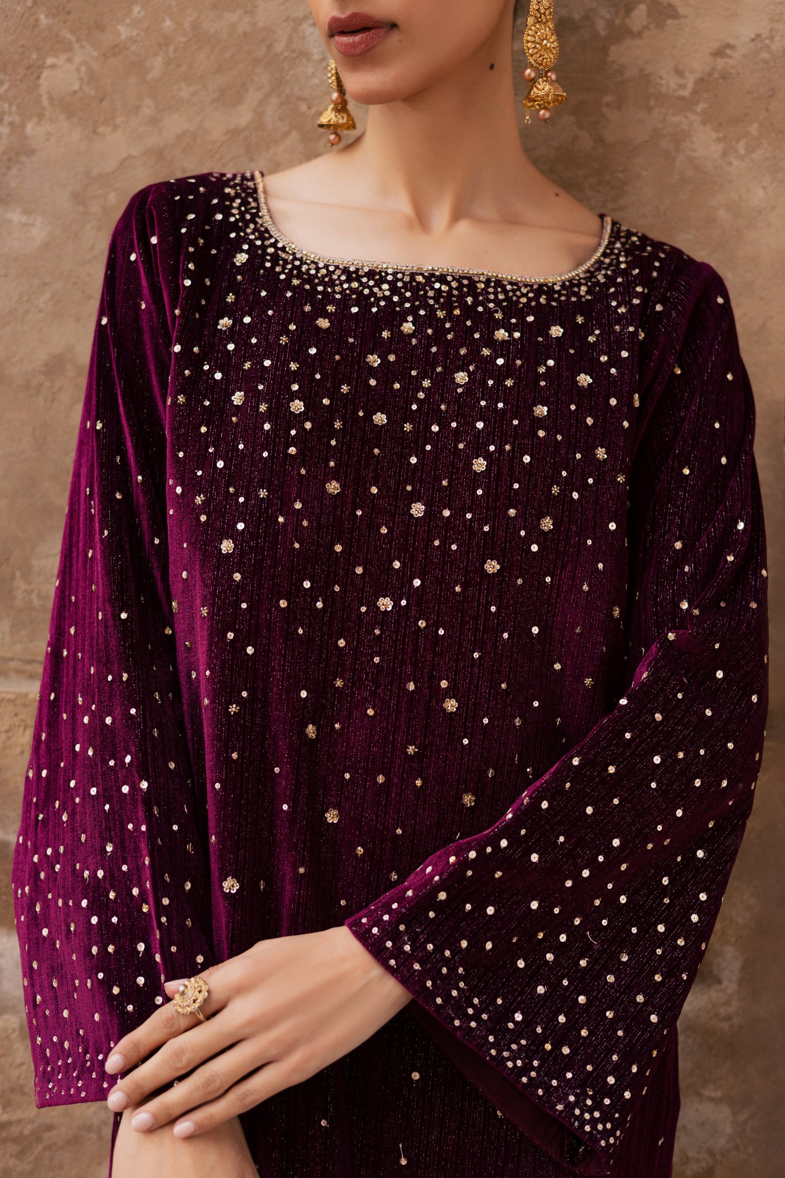  Rosa 2Pc - Velvet Formal Dress BATIKstudio  BATIK   S / Maroon / Velvet-M / Maroon / Velvet-L / Maroon / Velvet
