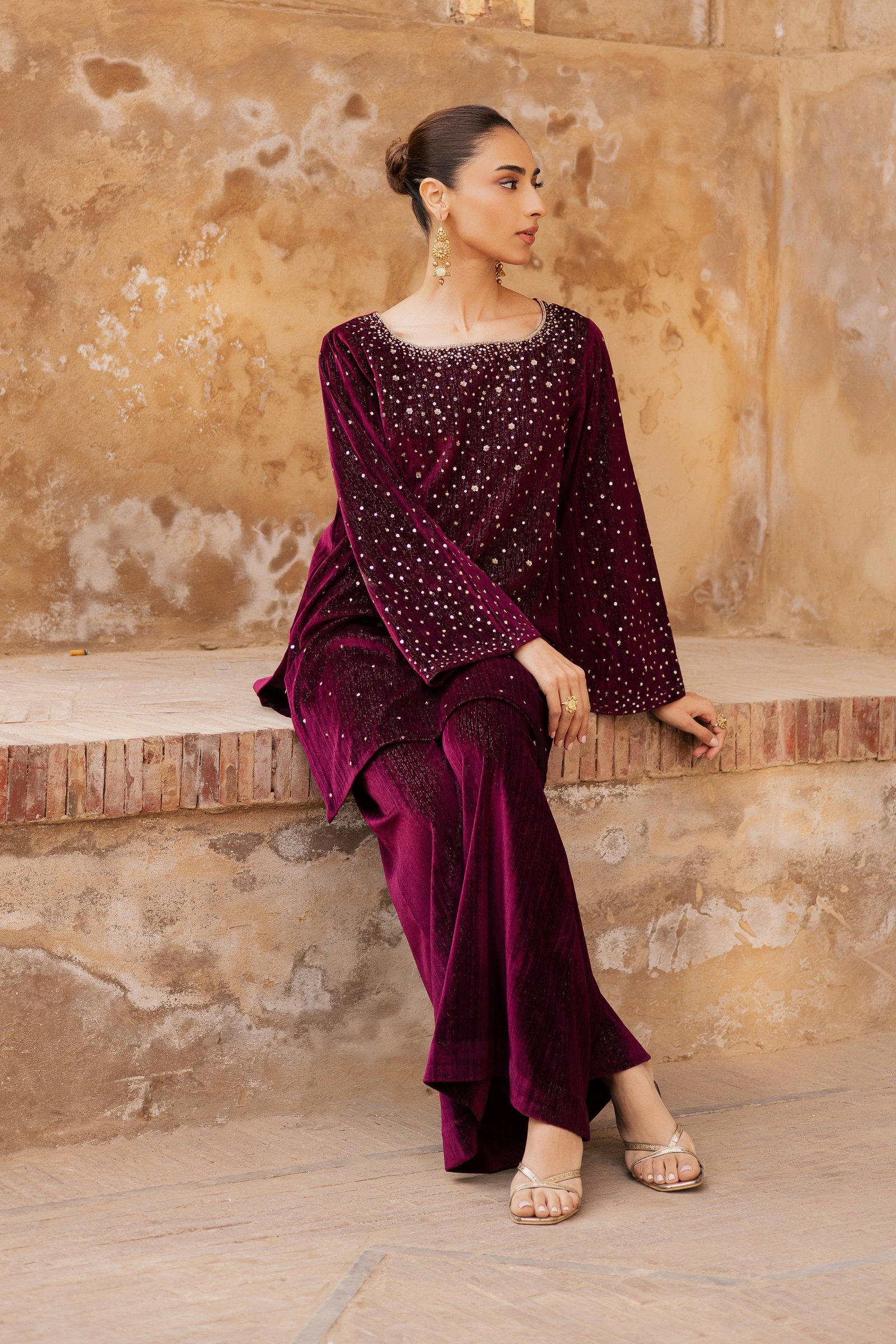 Rosa 2Pc - Velvet Formal Dress BATIKstudio BATIK S / Maroon / Velvet-M / Maroon / Velvet-L / Maroon / Velvet