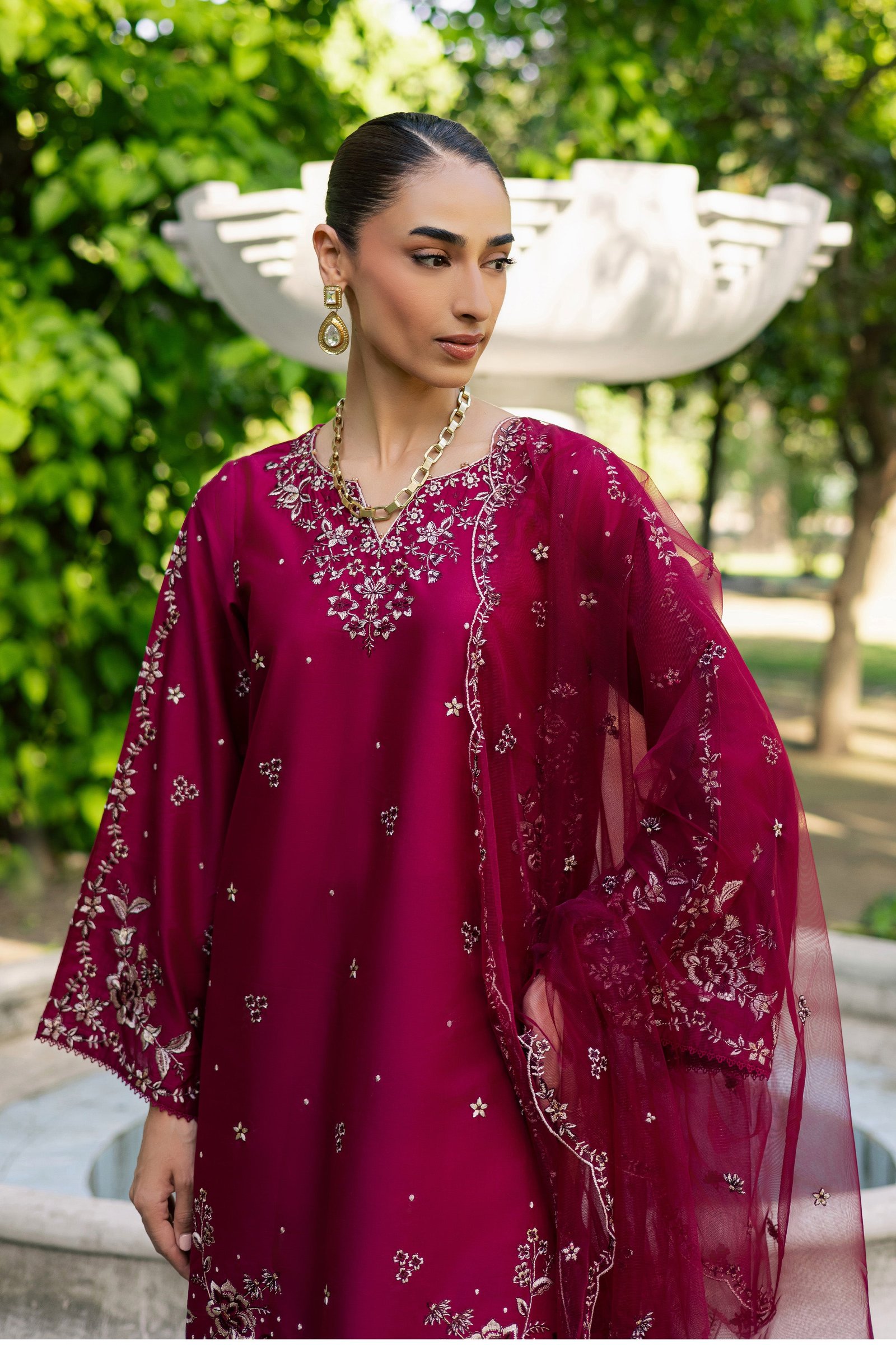 Rosa 3Pc - Festive Embroidered Lawn BATIKSS26 BATIK XS / Raspberry Pink / Pima Lawn-S / Raspberry Pink / Pima Lawn-M / Raspberry Pink / Pima Lawn-L / Raspberry Pink / Pima Lawn-XL / Raspberry Pink / Pima Lawn