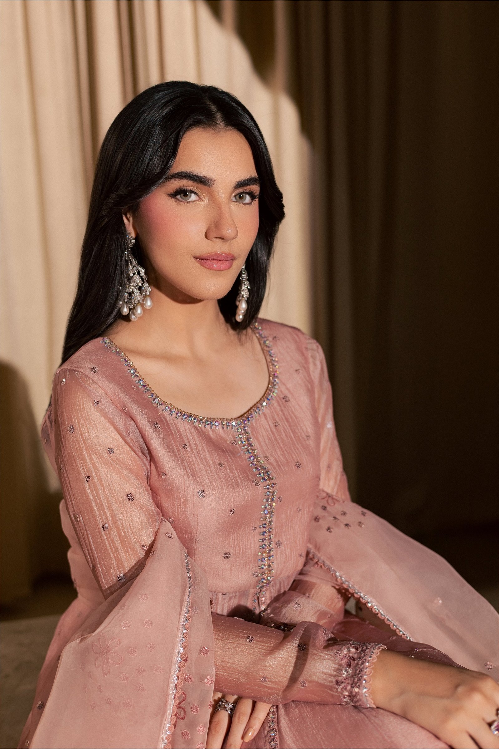 Roselle 3Pc - Festive Luxe Pret STUDIOLUXEAUG26 BATIK S / Rose Pink / Tissue Silk