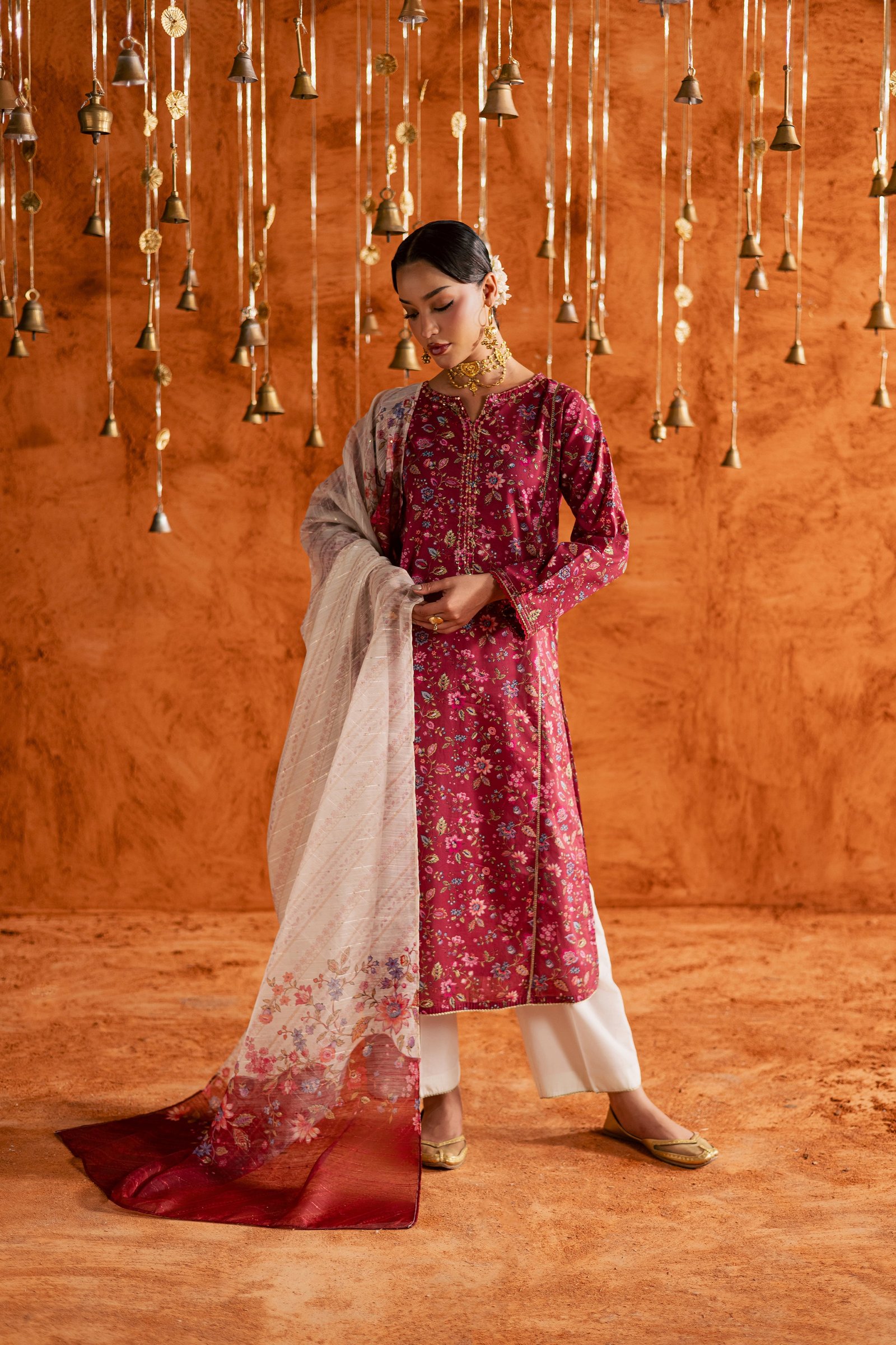 Roseshell 3Pc - Printed Lawn Dress BATIKEID2026 BATIK XS / Red / Lawn-S / Red / Lawn-M / Red / Lawn-L / Red / Lawn-XL / Red / Lawn