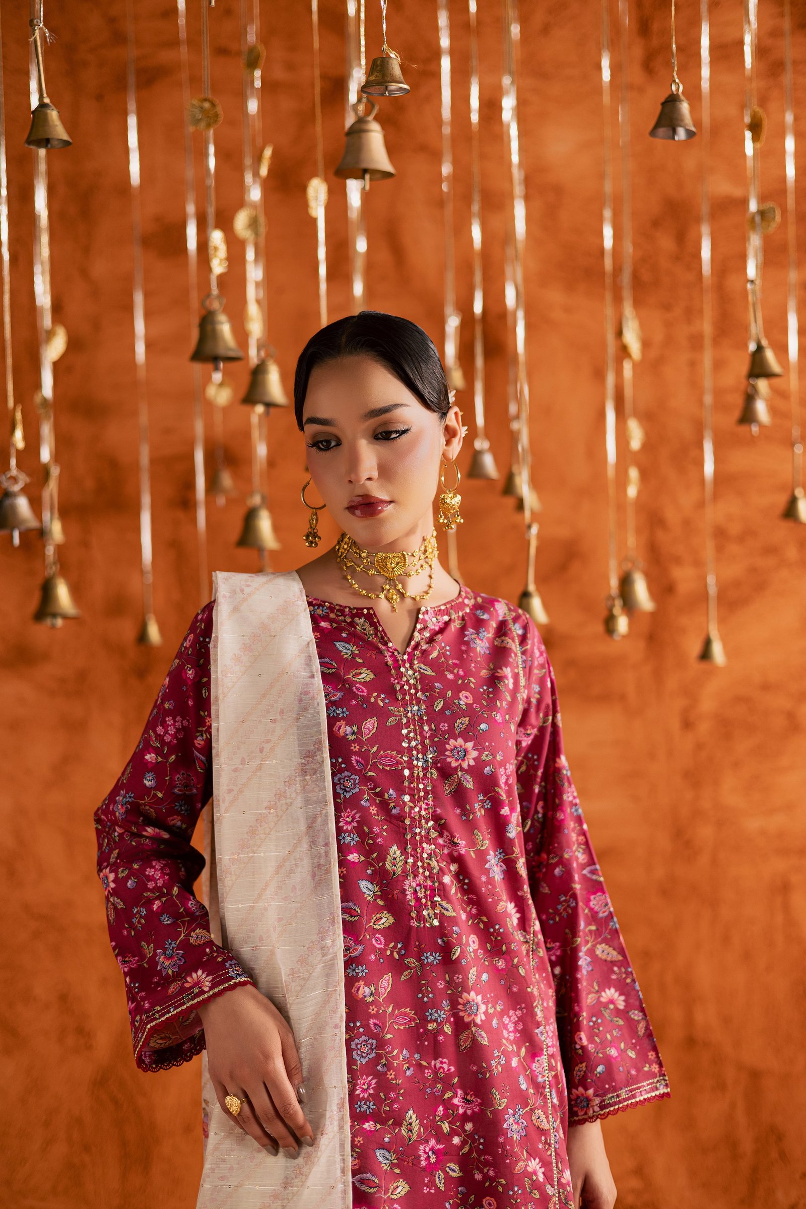 Roseshell 3Pc - Printed Lawn Dress BATIKEID2026 BATIK XS / Red / Lawn-S / Red / Lawn-M / Red / Lawn-L / Red / Lawn-XL / Red / Lawn