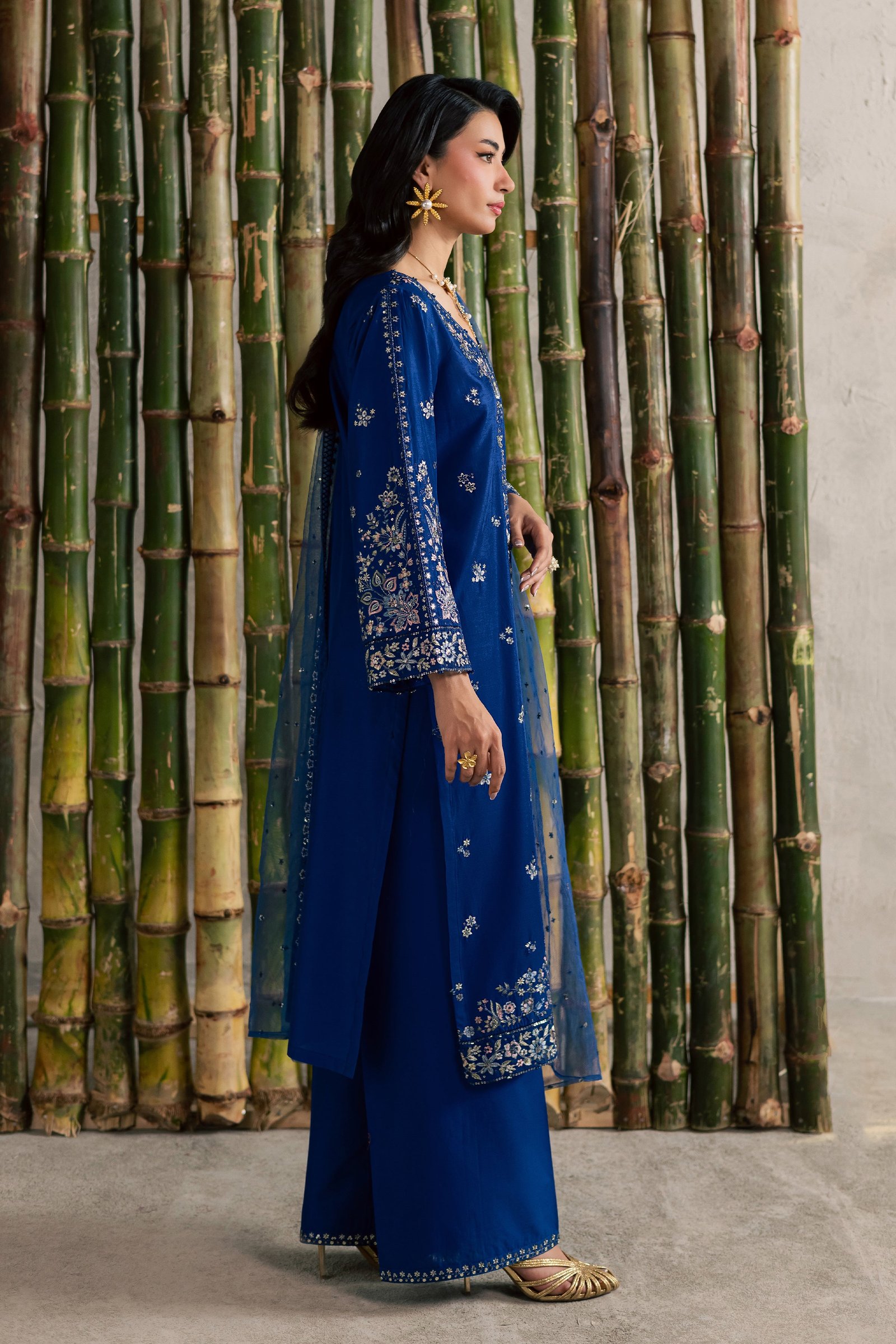 Roshni 3Pc - Festive Embroidered Lawn BATIKEID2026 BATIK XS / Electric Blue / Pima Lawn-S / Electric Blue / Pima Lawn-M / Electric Blue / Pima Lawn-L / Electric Blue / Pima Lawn-XL / Electric Blue / Pima Lawn