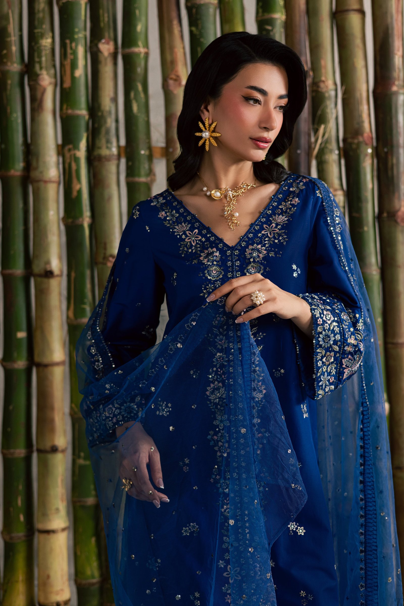 Roshni 3Pc - Festive Embroidered Lawn BATIKEID2026 BATIK XS / Electric Blue / Pima Lawn-S / Electric Blue / Pima Lawn-M / Electric Blue / Pima Lawn-L / Electric Blue / Pima Lawn-XL / Electric Blue / Pima Lawn