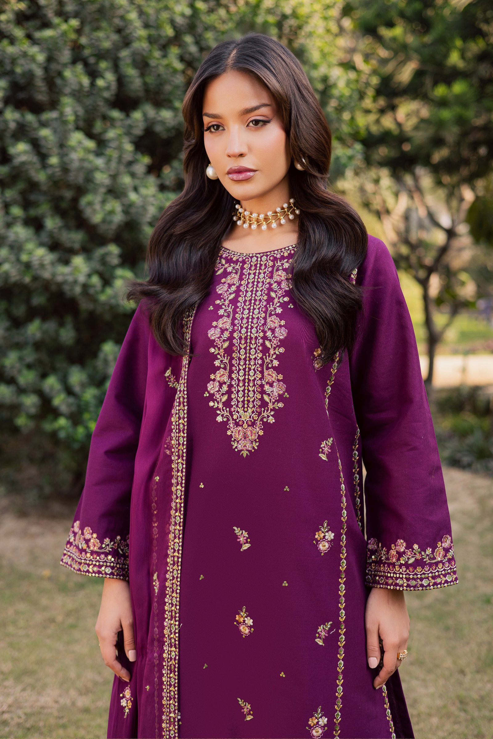 Ruby Rosa 3Pc - Embroidered Khaddar Dress BATIK WINTER PRET 2025 BATIK XS / Dark Purple / Khaddar-S / Dark Purple / Khaddar-M / Dark Purple / Khaddar-L / Dark Purple / Khaddar-XL / Dark Purple / Khaddar