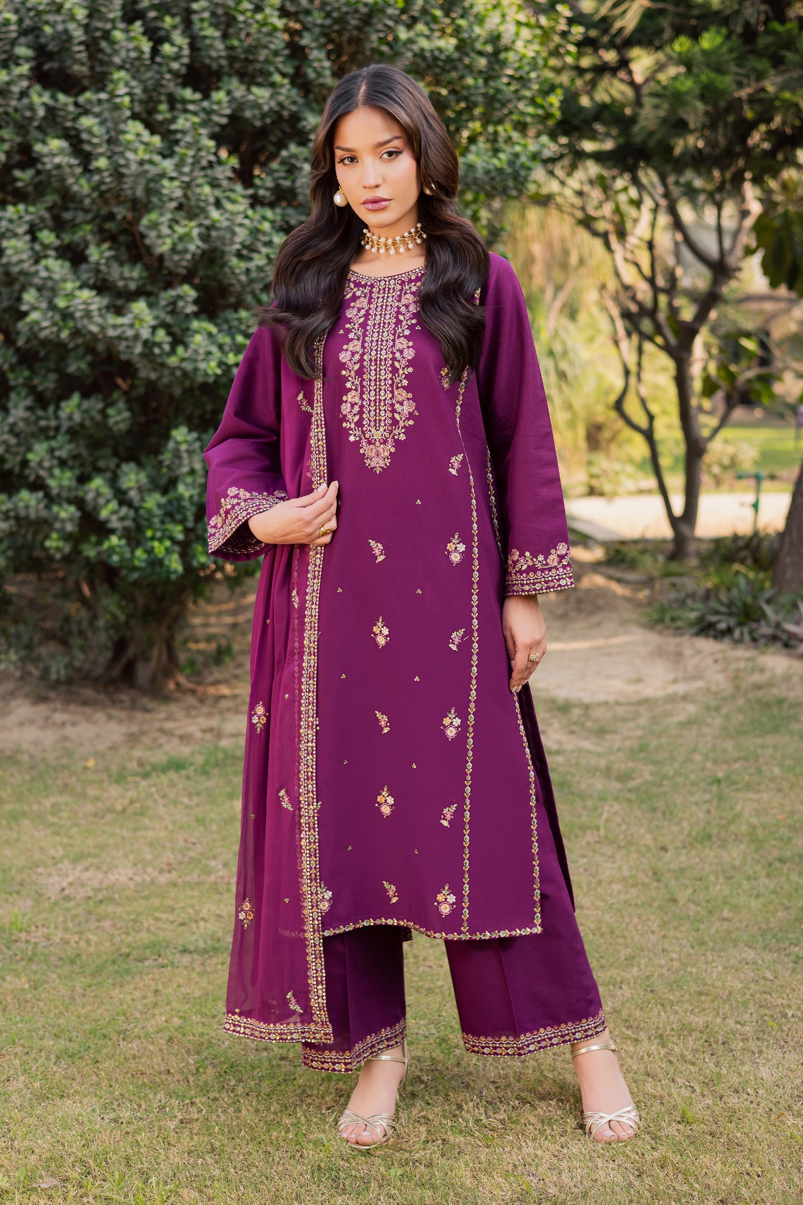Ruby Rosa 3Pc - Embroidered Khaddar Dress BATIK WINTER PRET 2025 BATIK XS / Dark Purple / Khaddar-S / Dark Purple / Khaddar-M / Dark Purple / Khaddar-L / Dark Purple / Khaddar-XL / Dark Purple / Khaddar