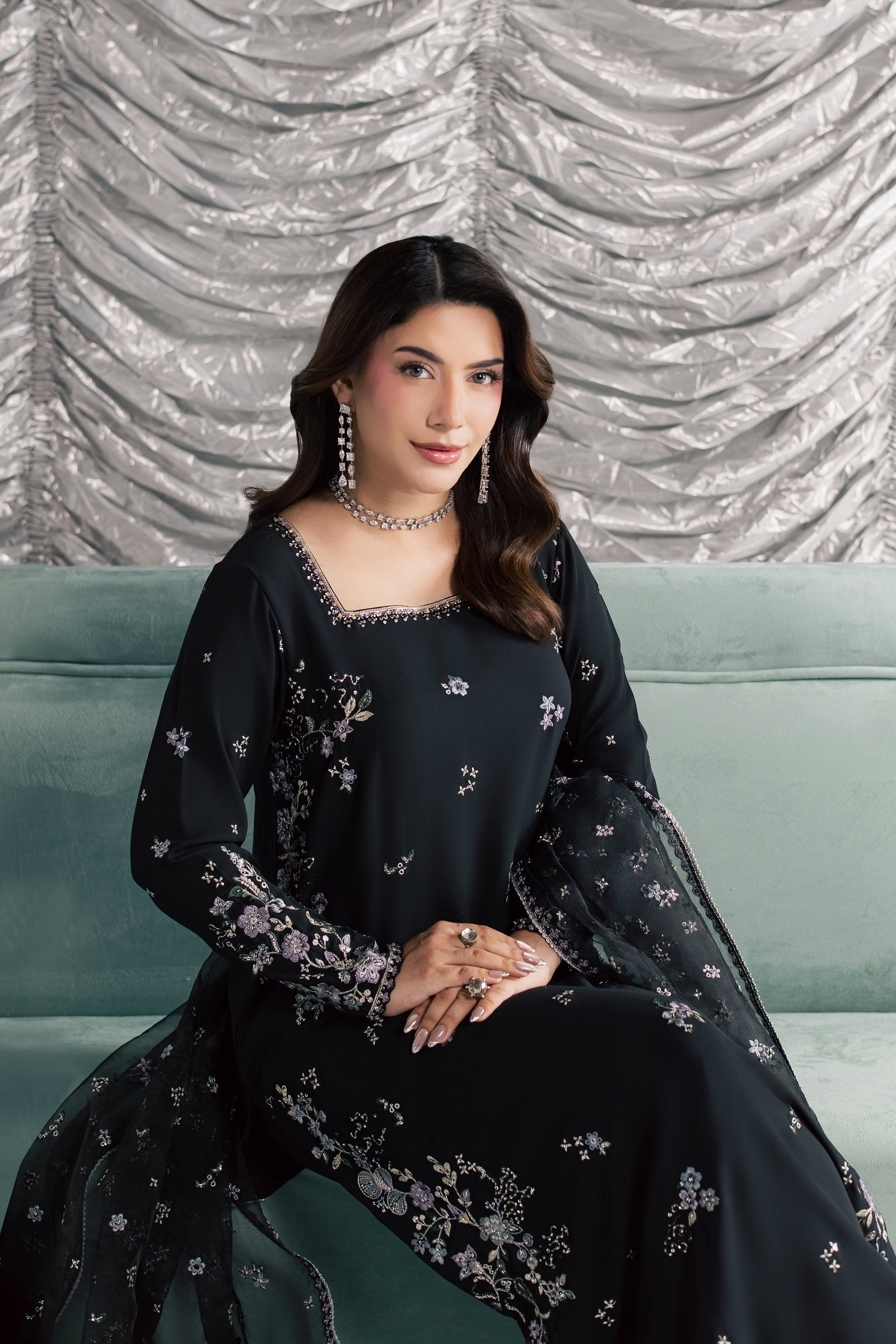 Ruhya 3Pc - Festive Luxe Pret STUDIOLUXEAUG26  BATIK   S / Black / Georgette