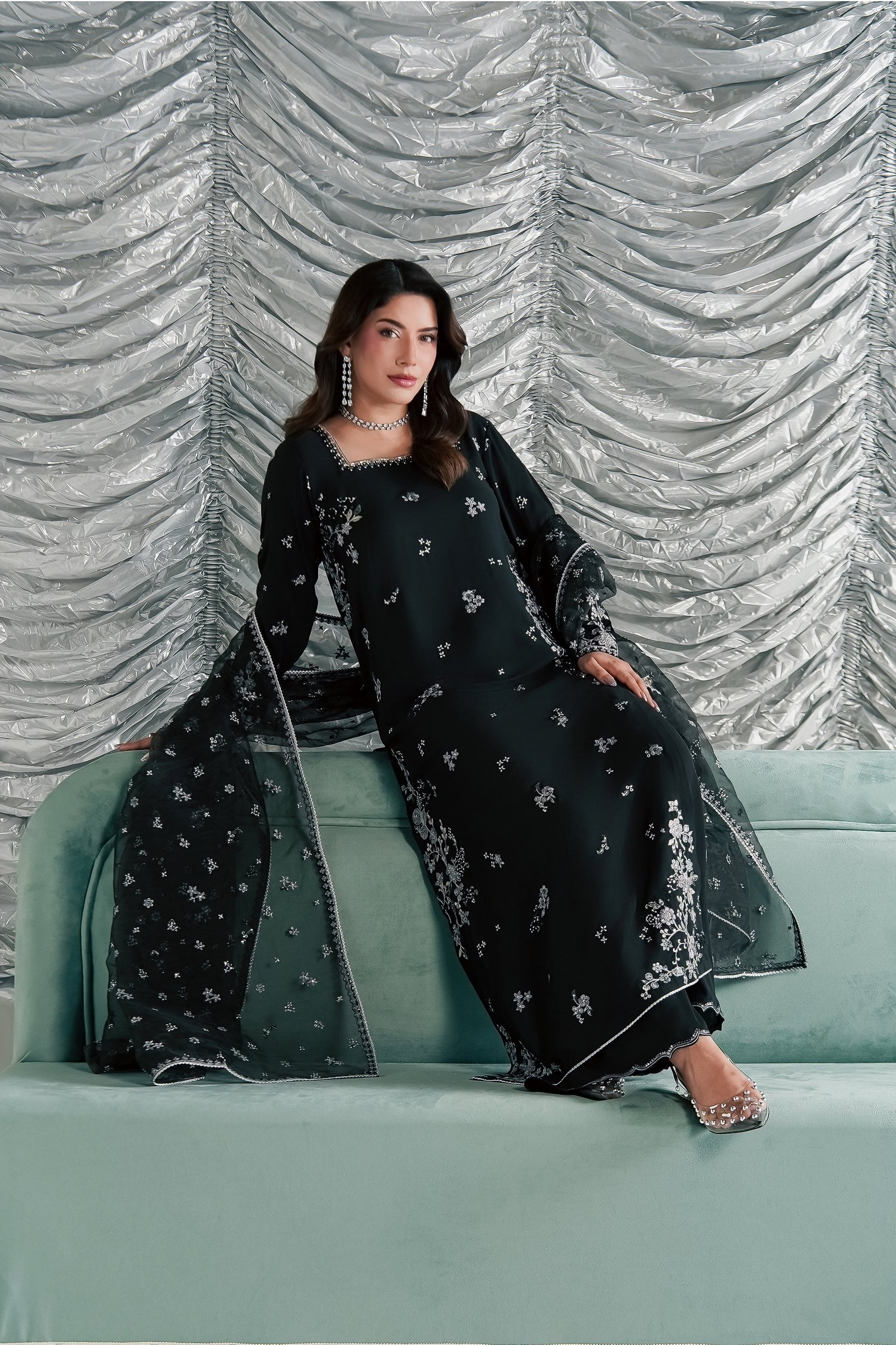 Ruhya 3Pc - Festive Luxe Pret STUDIOLUXEAUG26 BATIK S / Black / Georgette