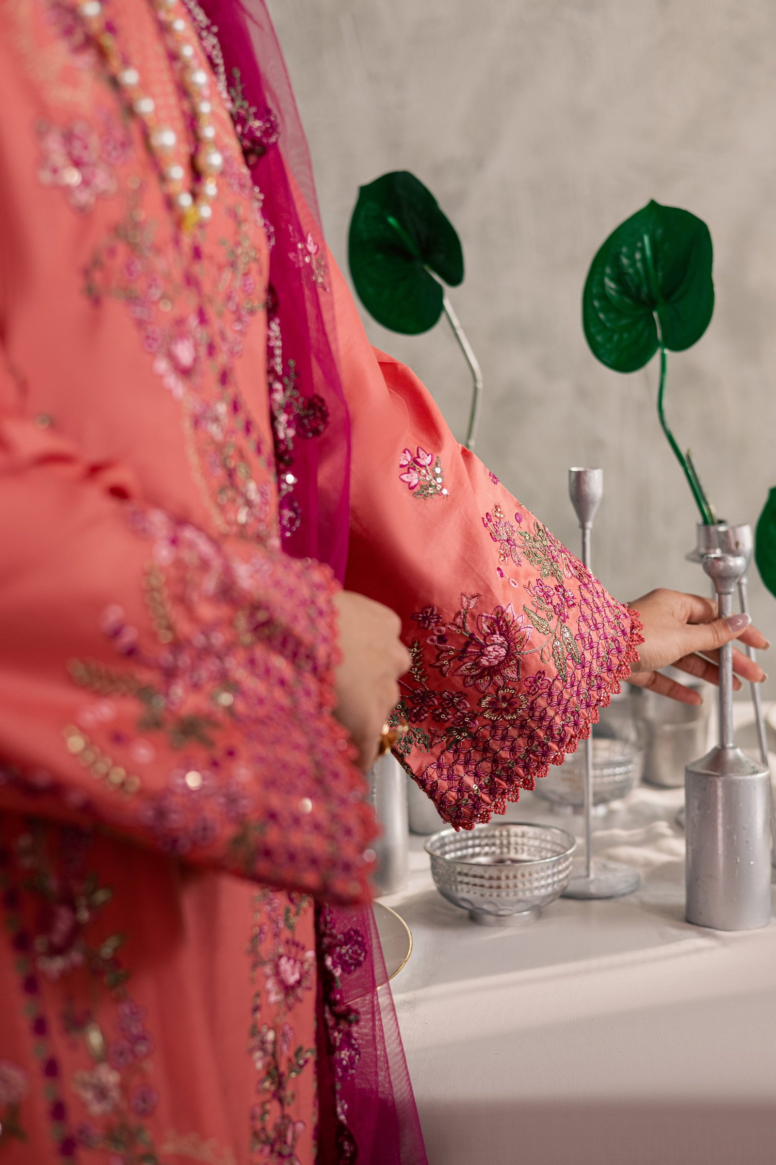 Rust Nazneen 3Pc - Festive Embroidered Lawn BATIKEID2026 BATIK XS / Mineral Red / Pima Lawn-S / Mineral Red / Pima Lawn-M / Mineral Red / Pima Lawn-L / Mineral Red / Pima Lawn-XL / Mineral Red / Pima Lawn