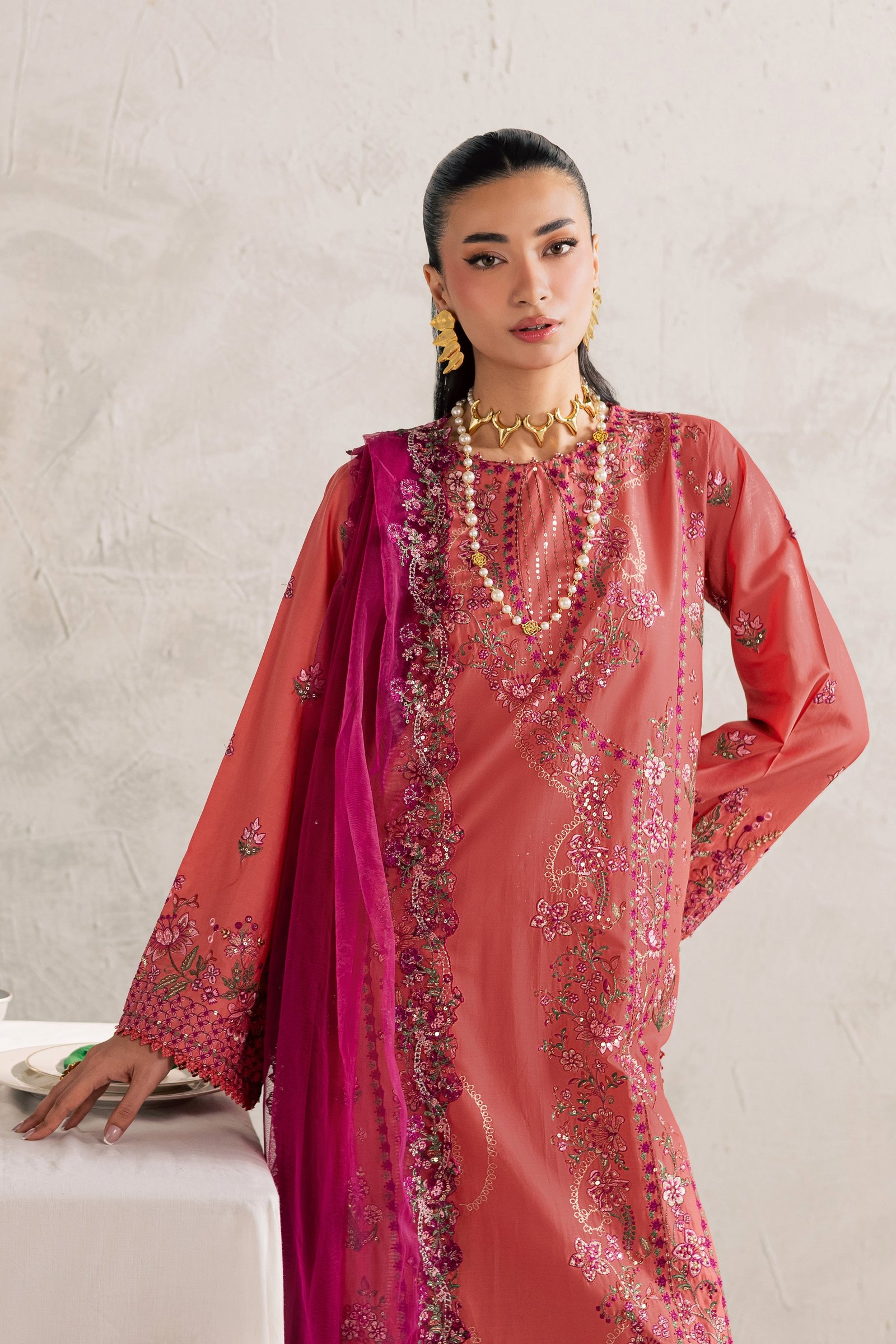  Rust Nazneen 3Pc - Festive Embroidered Lawn BATIKEID2026  BATIK   XS / Mineral Red / Pima Lawn-S / Mineral Red / Pima Lawn-M / Mineral Red / Pima Lawn-L / Mineral Red / Pima Lawn-XL / Mineral Red / Pima Lawn