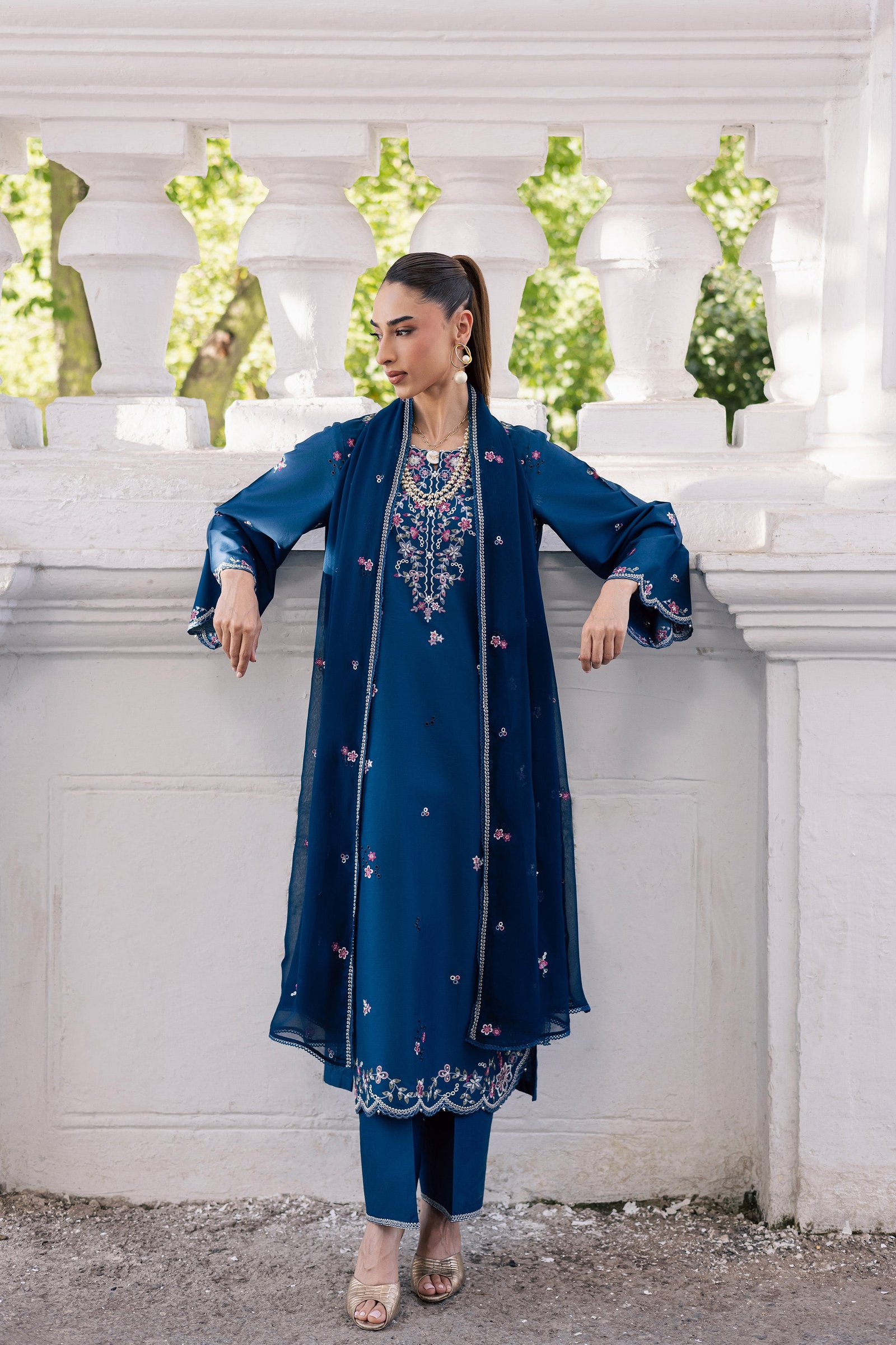 Sabeha 3Pc - Festive Embroidered Lawn BATIKSS26 BATIK XS / Ocean Blue / Pima Lawn-S / Ocean Blue / Pima Lawn-M / Ocean Blue / Pima Lawn-L / Ocean Blue / Pima Lawn-XL / Ocean Blue / Pima Lawn